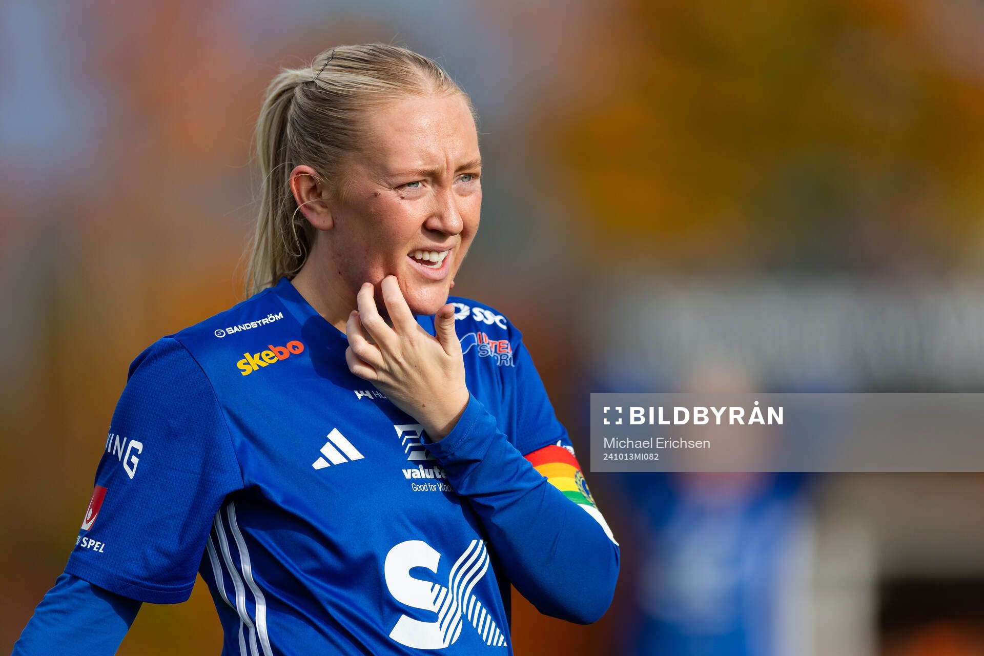 Sunnanås Emma Burman under fotbollsmatchen i Elitettan mellan Alingsås och Sunnanå den 13 oktober 2024 i Alingsås. 