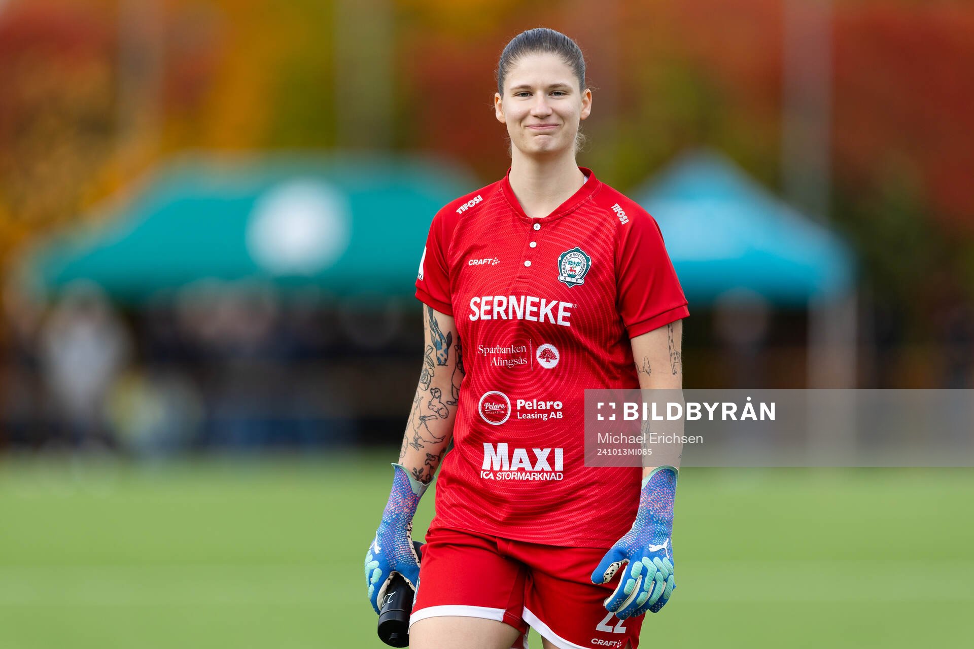 Alingsås målvakt Tea Olin under fotbollsmatchen i Elitettan mellan Alingsås och Sunnanå den 13 oktober 2024 i Alingsås. 