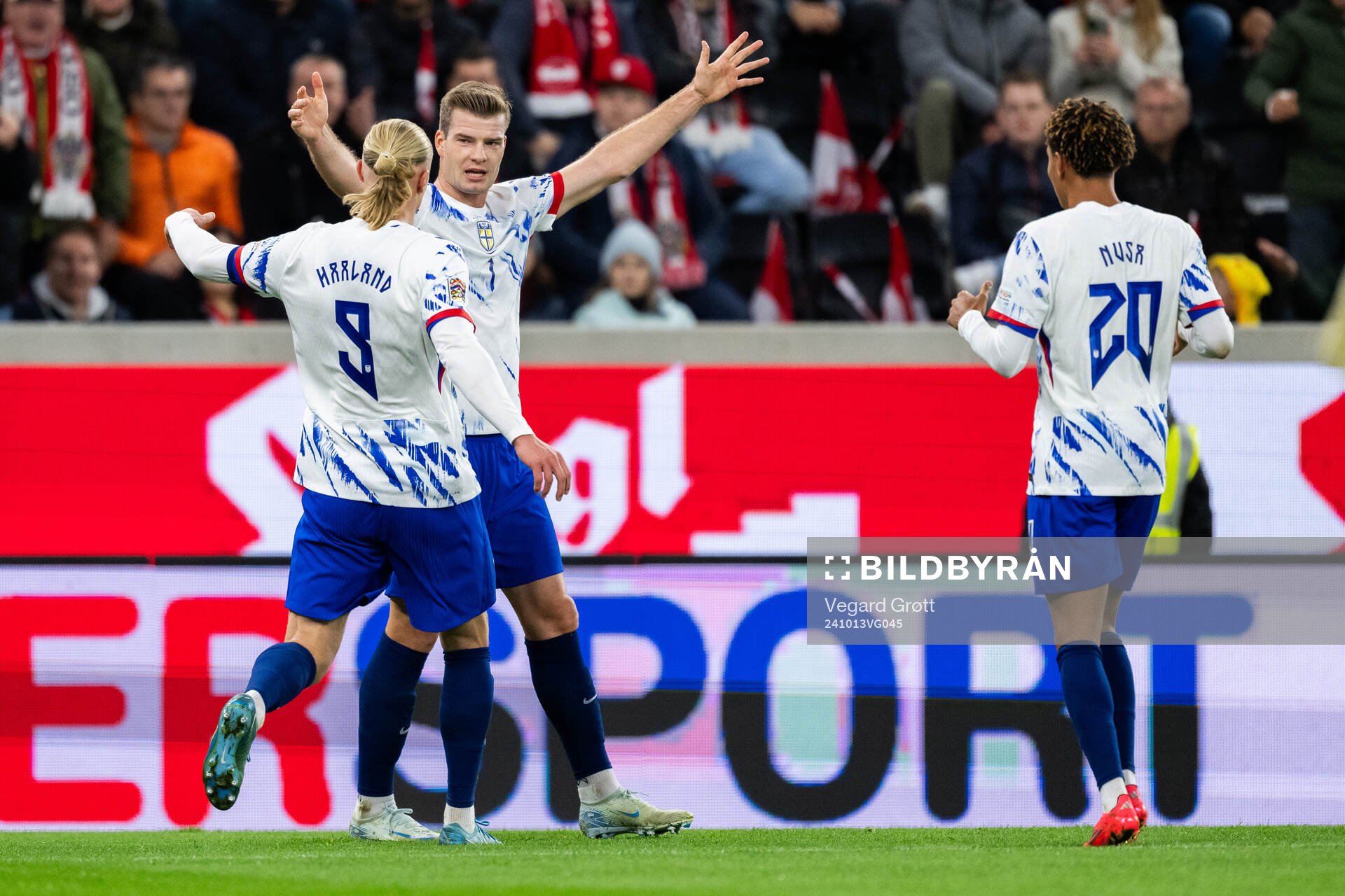 Alexander Sørloth and Erling Braut Haaland of Norway