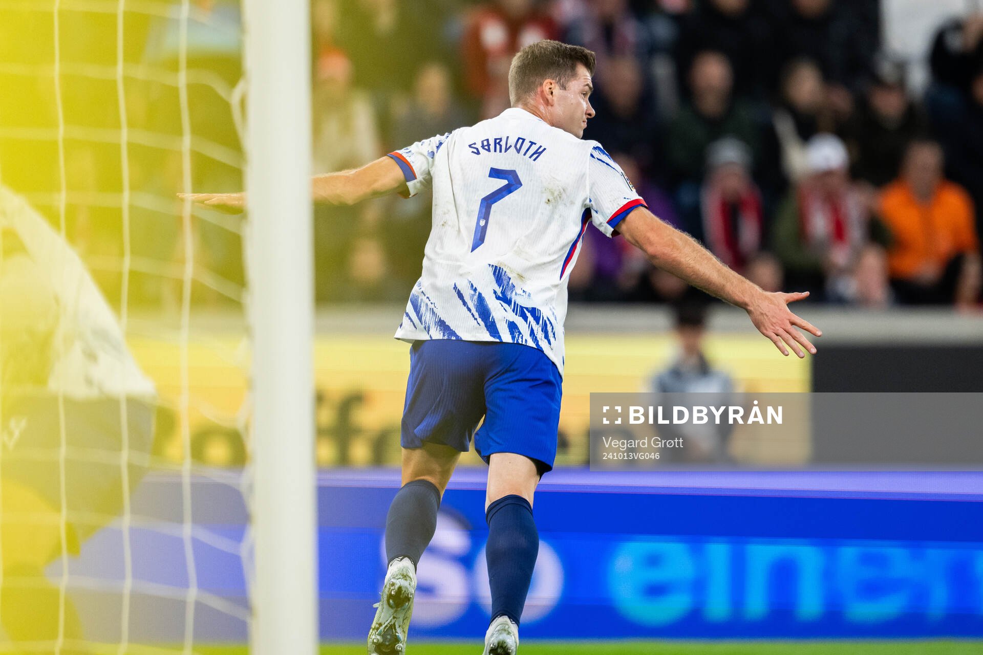 Alexander Sørloth of Norway celebrates