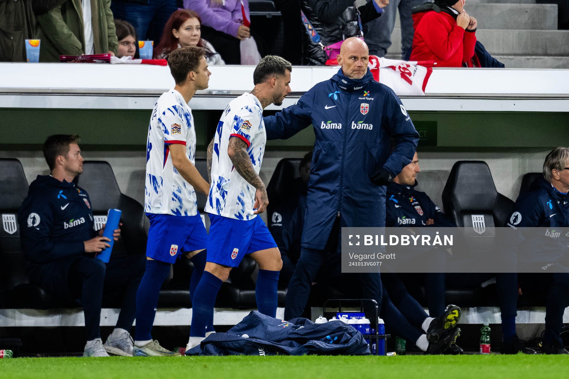 Felix Horn Myhre, Aron Dønnum and head coach Ståle