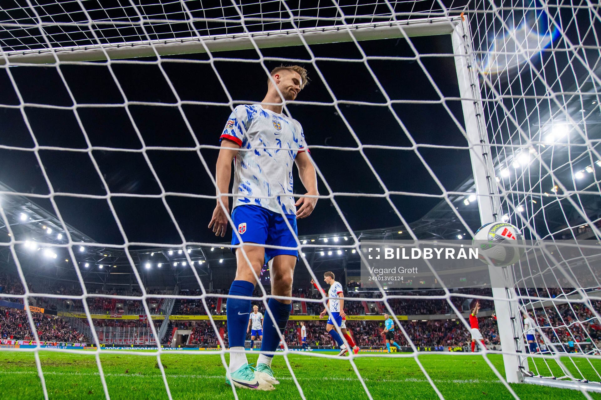 Kristoffer Ajer of Norway looks dejected