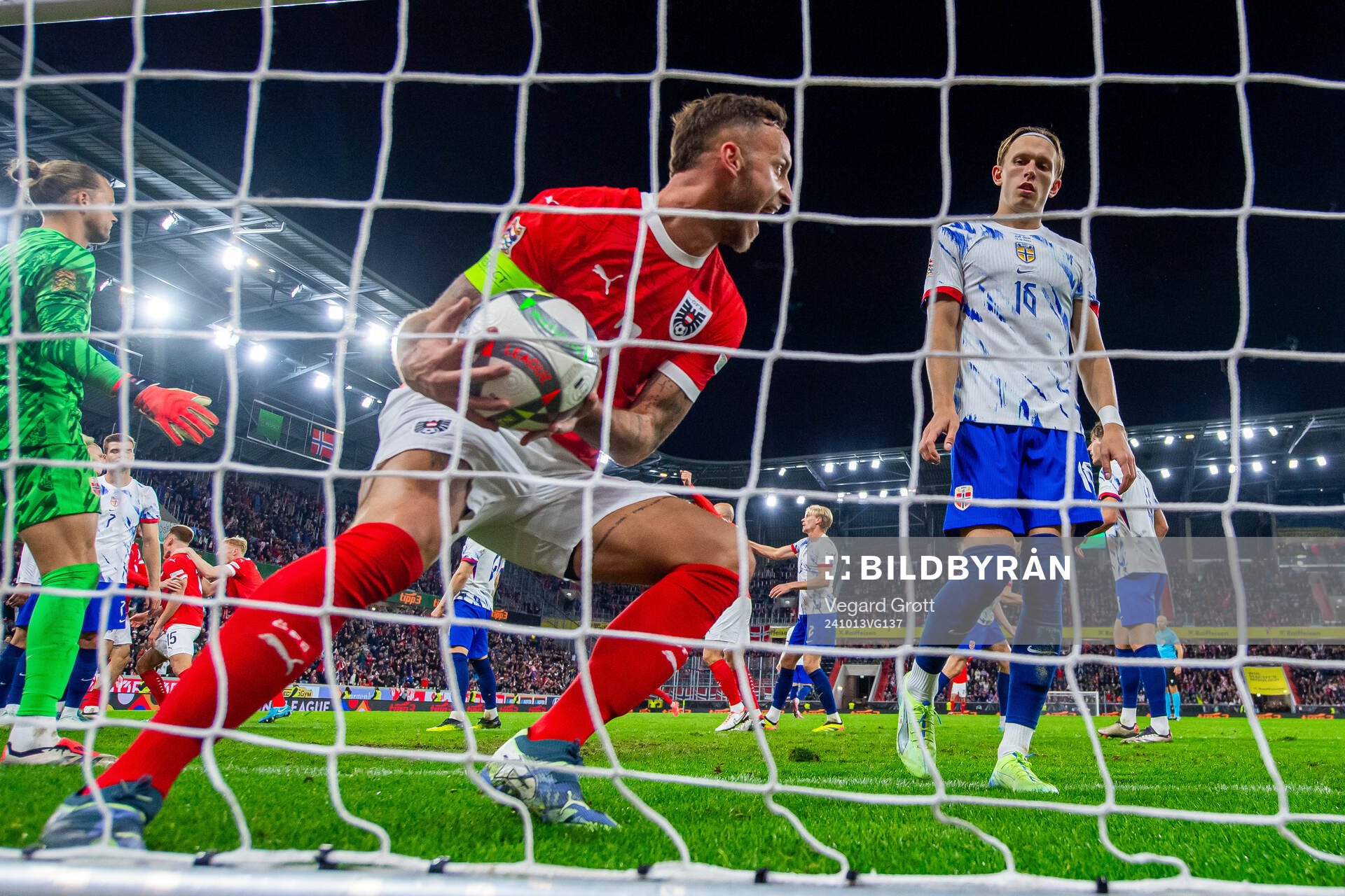 Marko Arnautovic of Austria and Marcus Holmgren Pedersen of