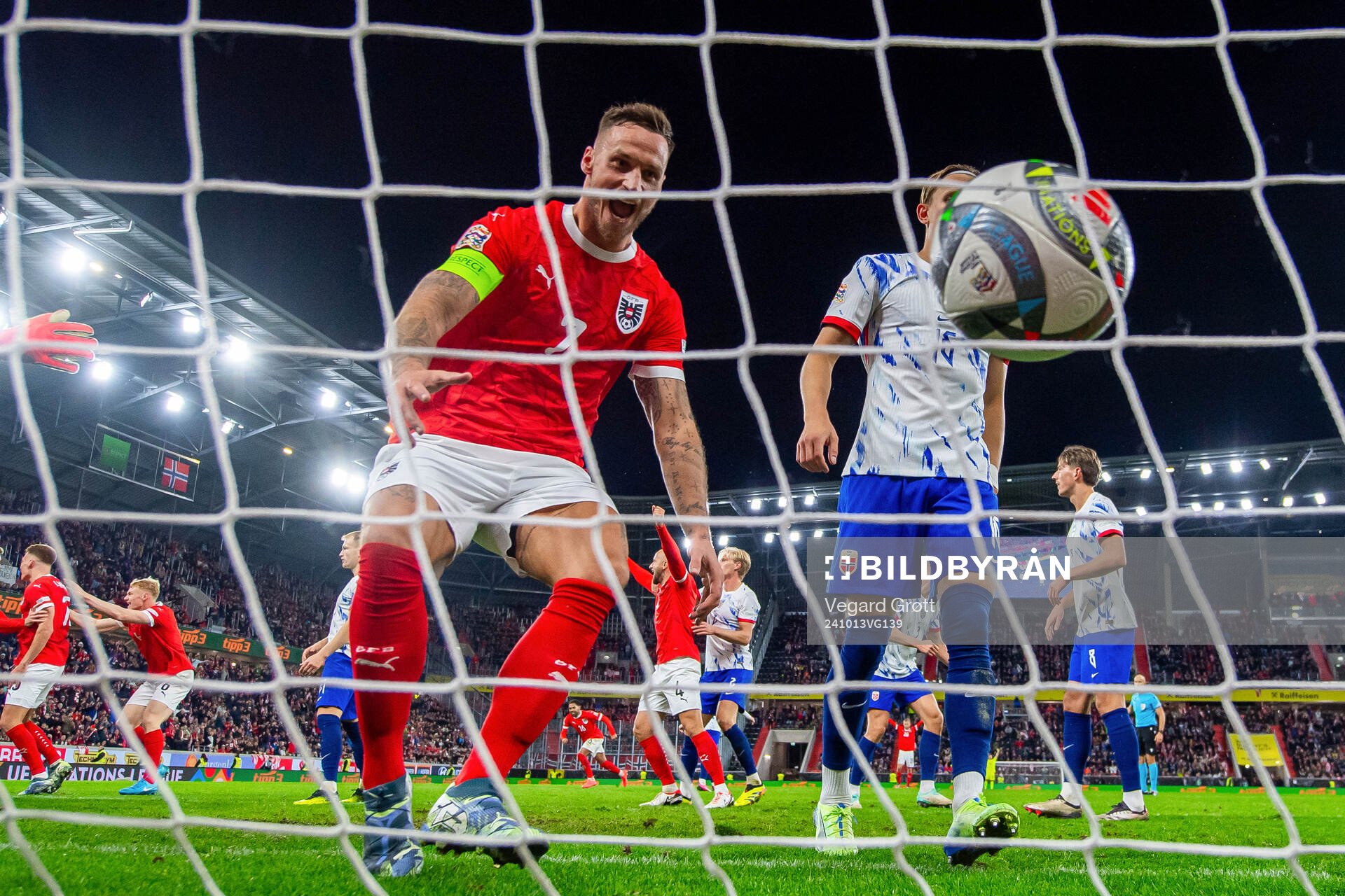 Marko Arnautovic of Austria celebrates