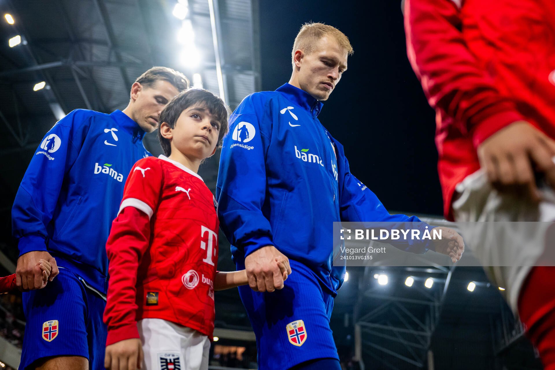 Andreas Hanche-Olsen of Norway enters the pitch