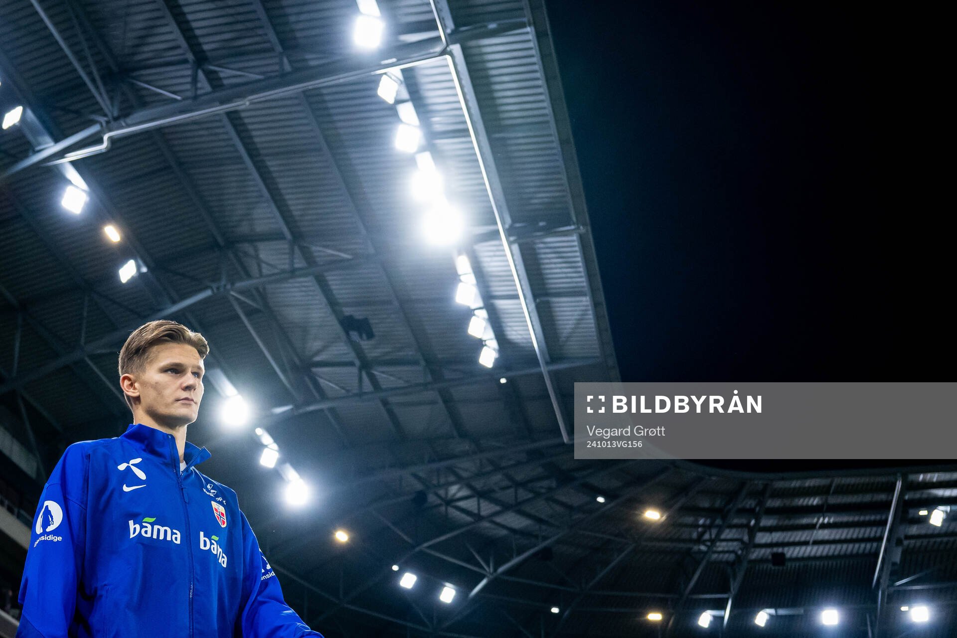 David Møller Wolfe of Norway enters the pitch