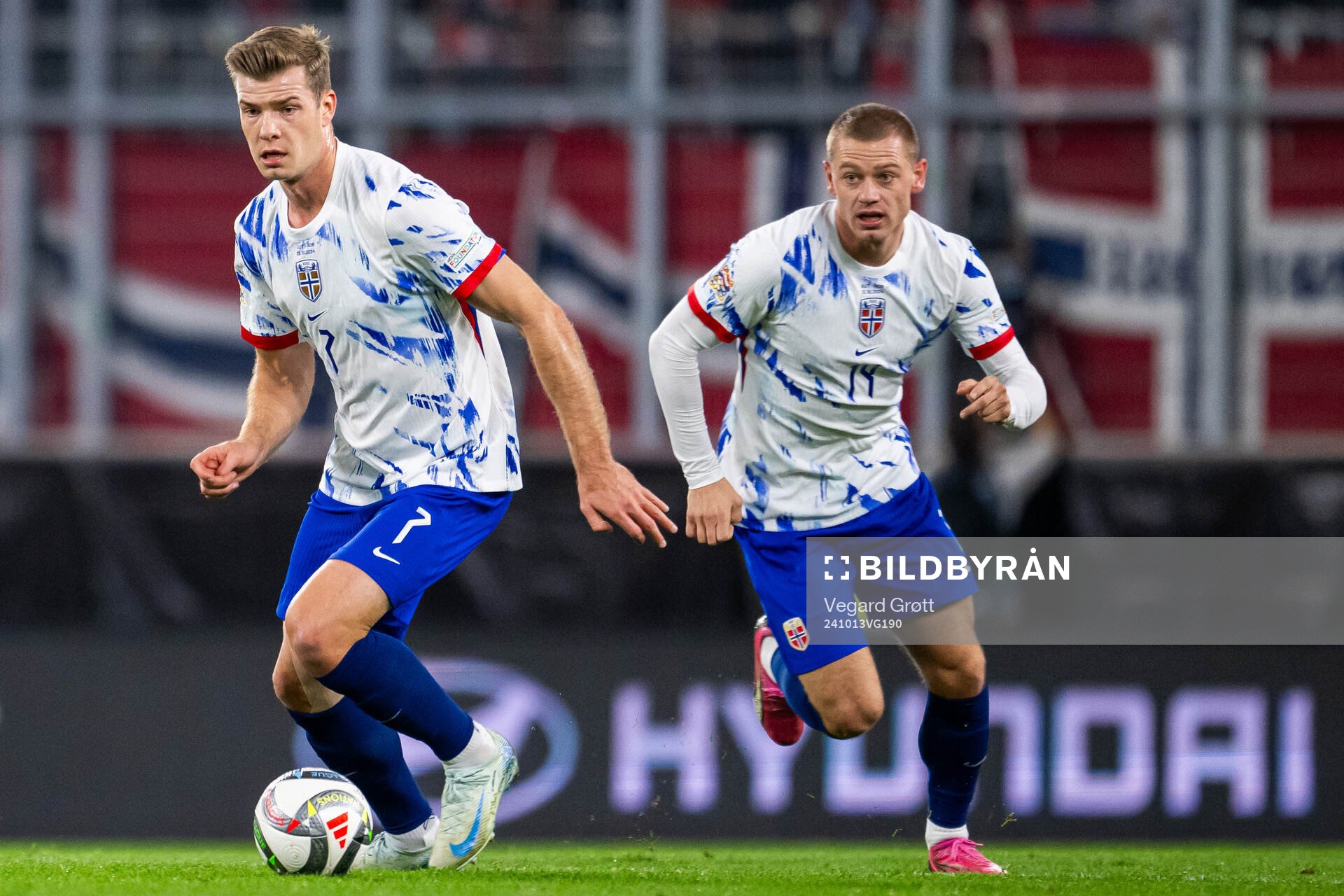 Alexander Sørloth and Julian Ryerson of Norway