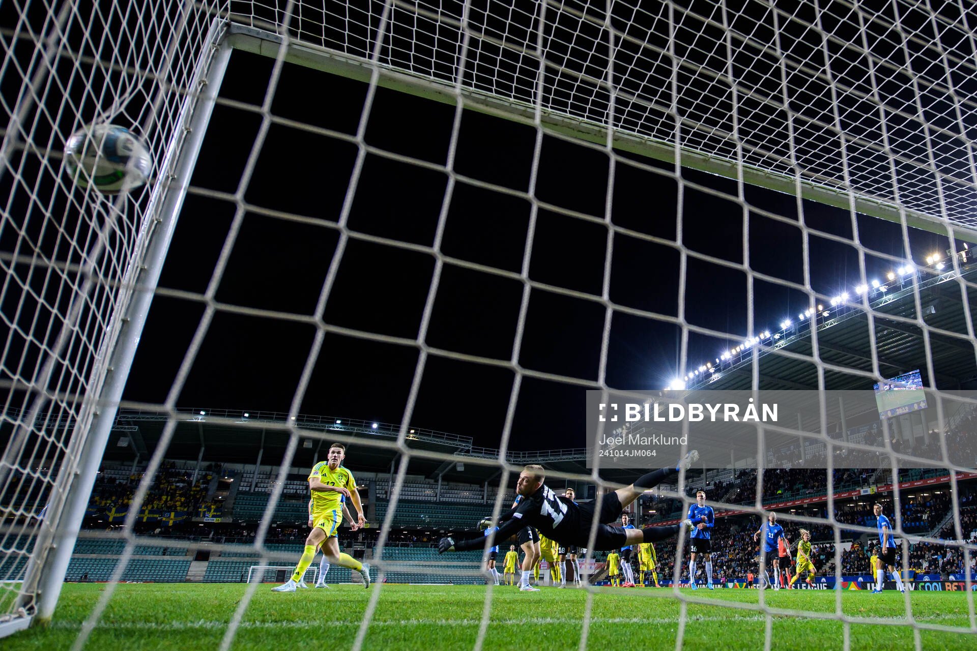 Goalkeeper Karl Jakob Hein of Estonia lets in the 0-1 goal