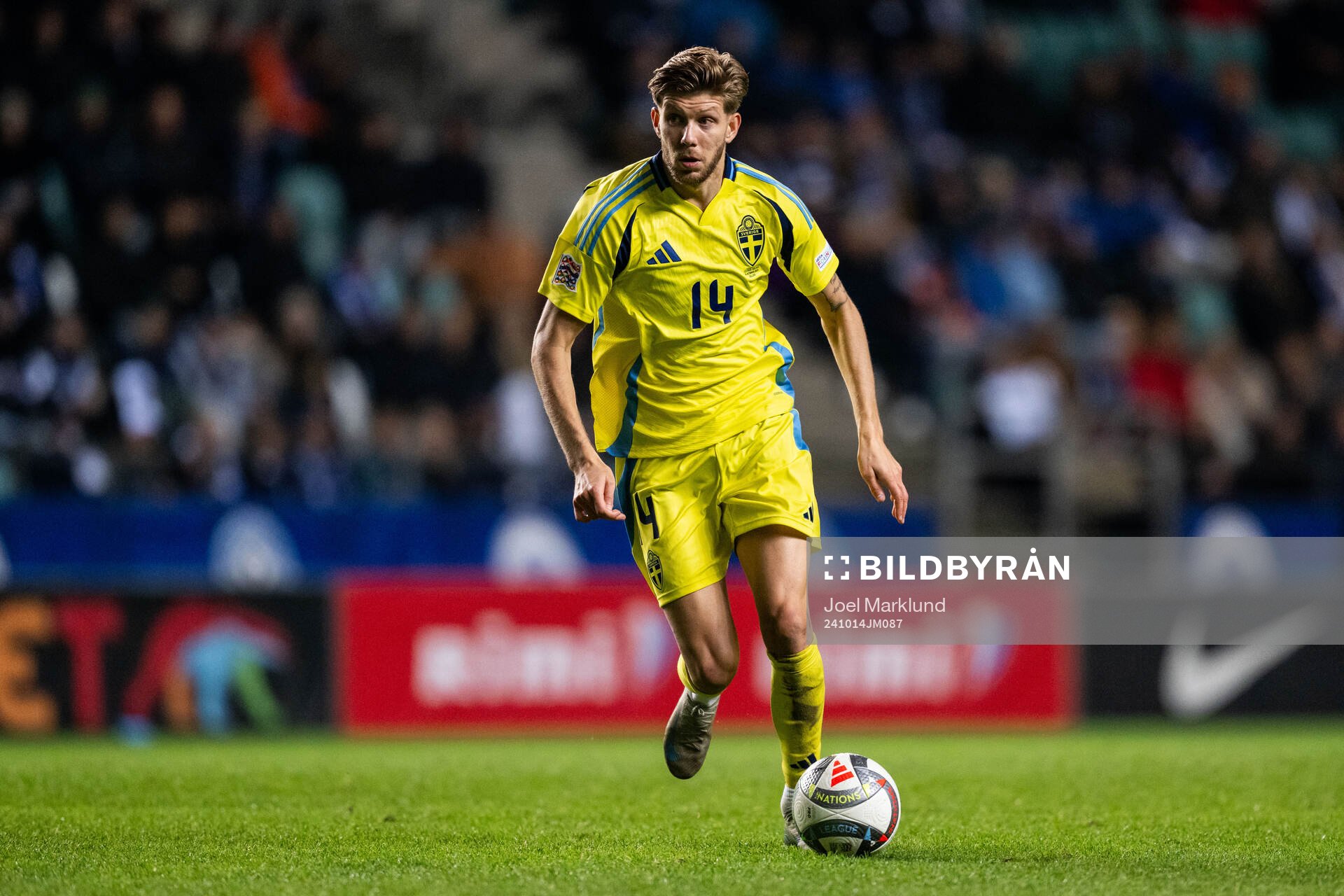 Anton Salétros of Sweden during the Nations League football match between Estonia and Sweden on October 14, 2024 in Tallinn. 