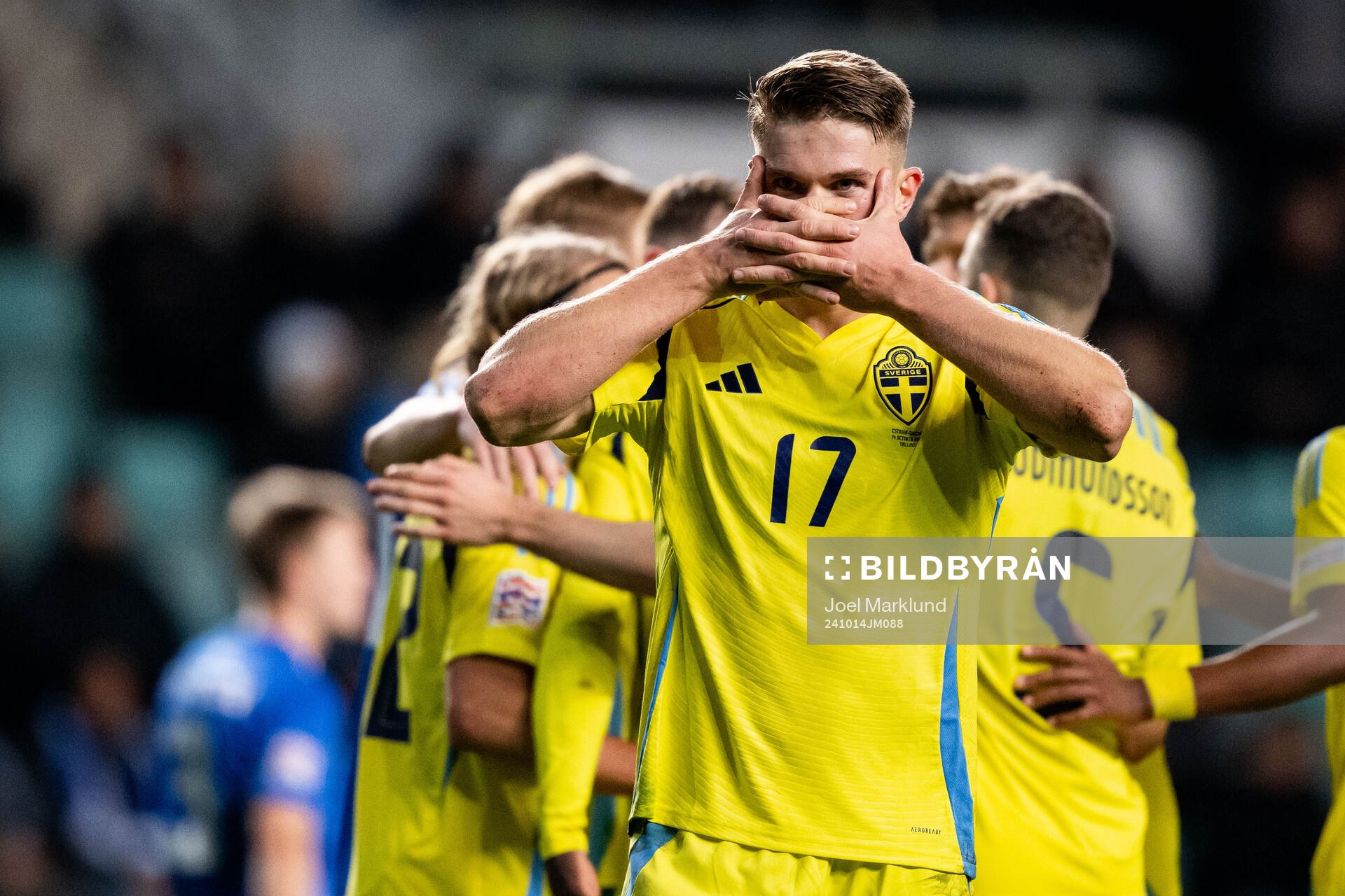 Viktor Gyökeres of Sweden celebrates