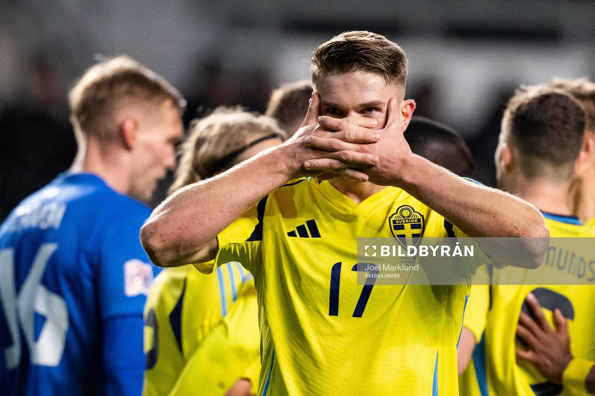 Viktor Gyökeres of Sweden celebrates