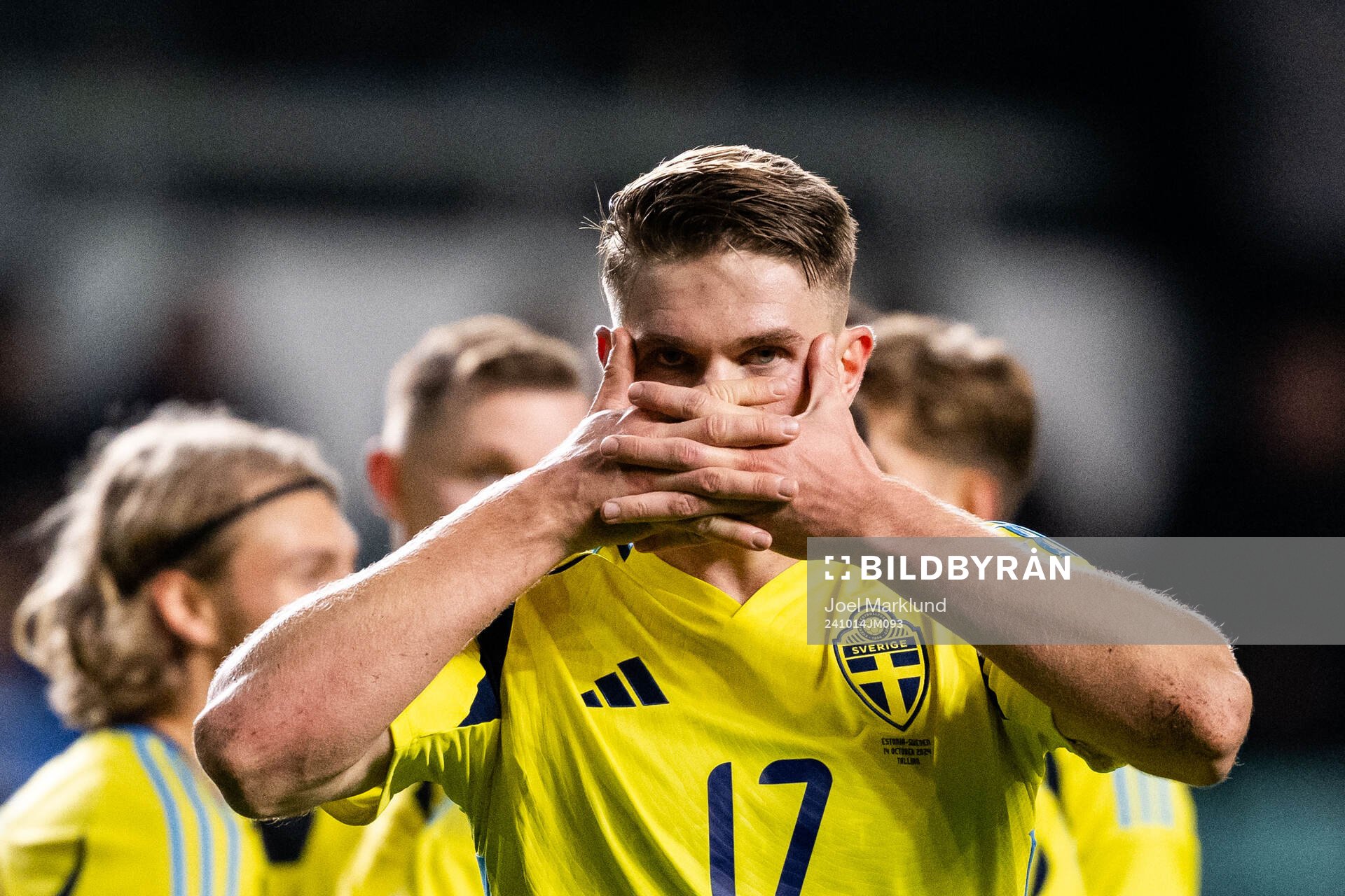 Viktor Gyökeres of Sweden celebrates