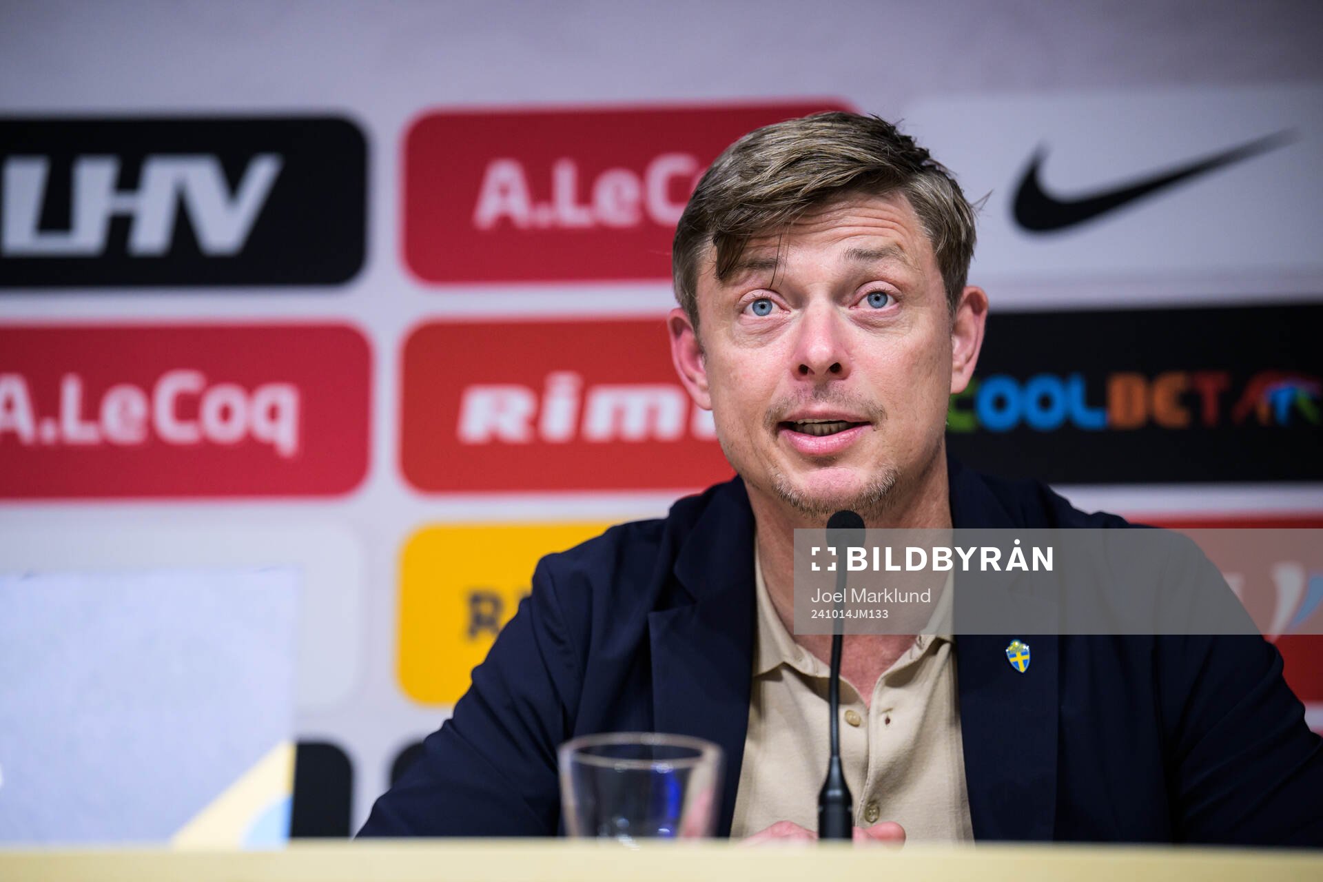 Head coach Jon Dahl Tomasson of Sweden at a press conference