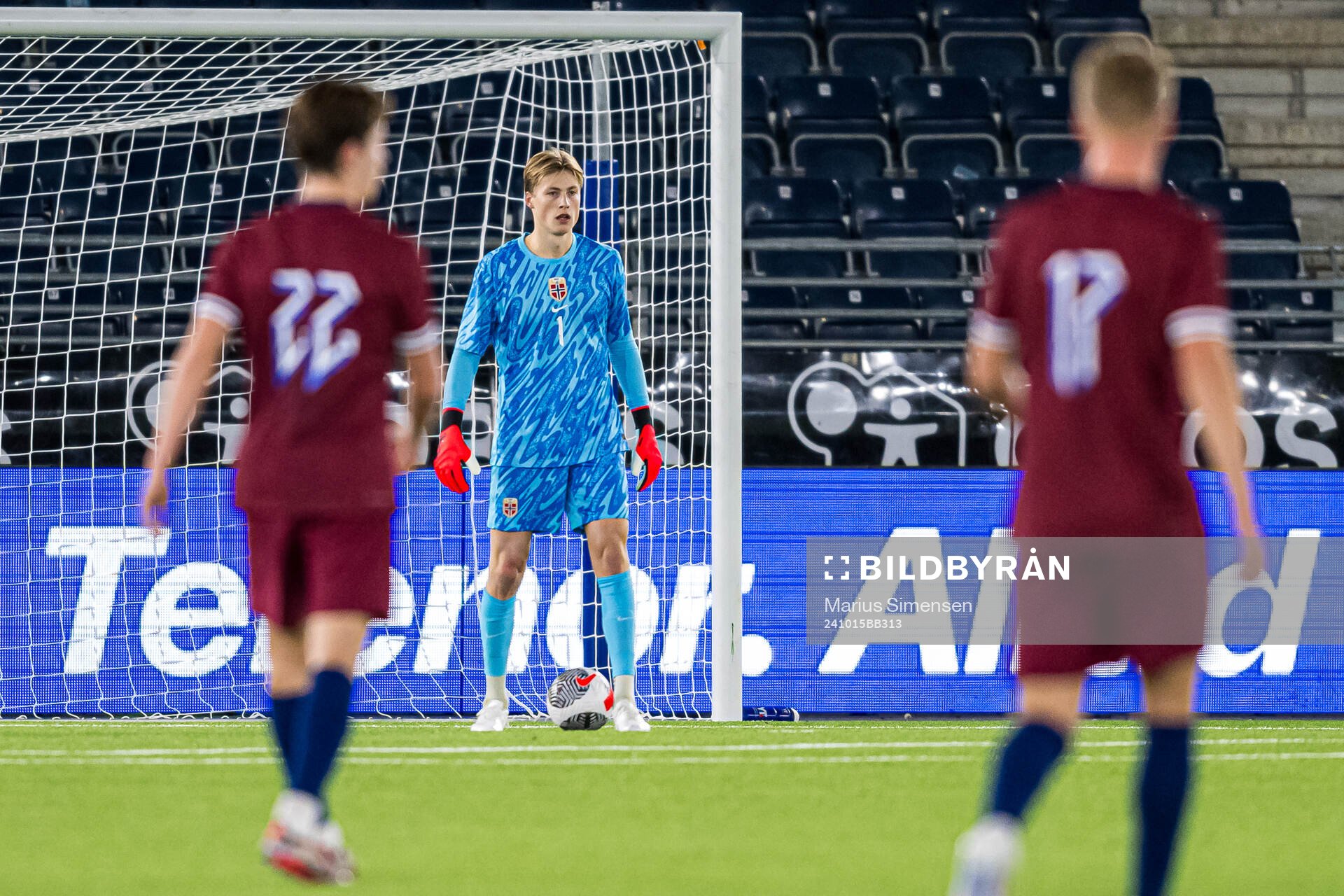 Sander Tangvik of Norway during the UEFA European Under-21 Qualifier football match between Norway and Turkey on October 15, 2024 in Stavanger.