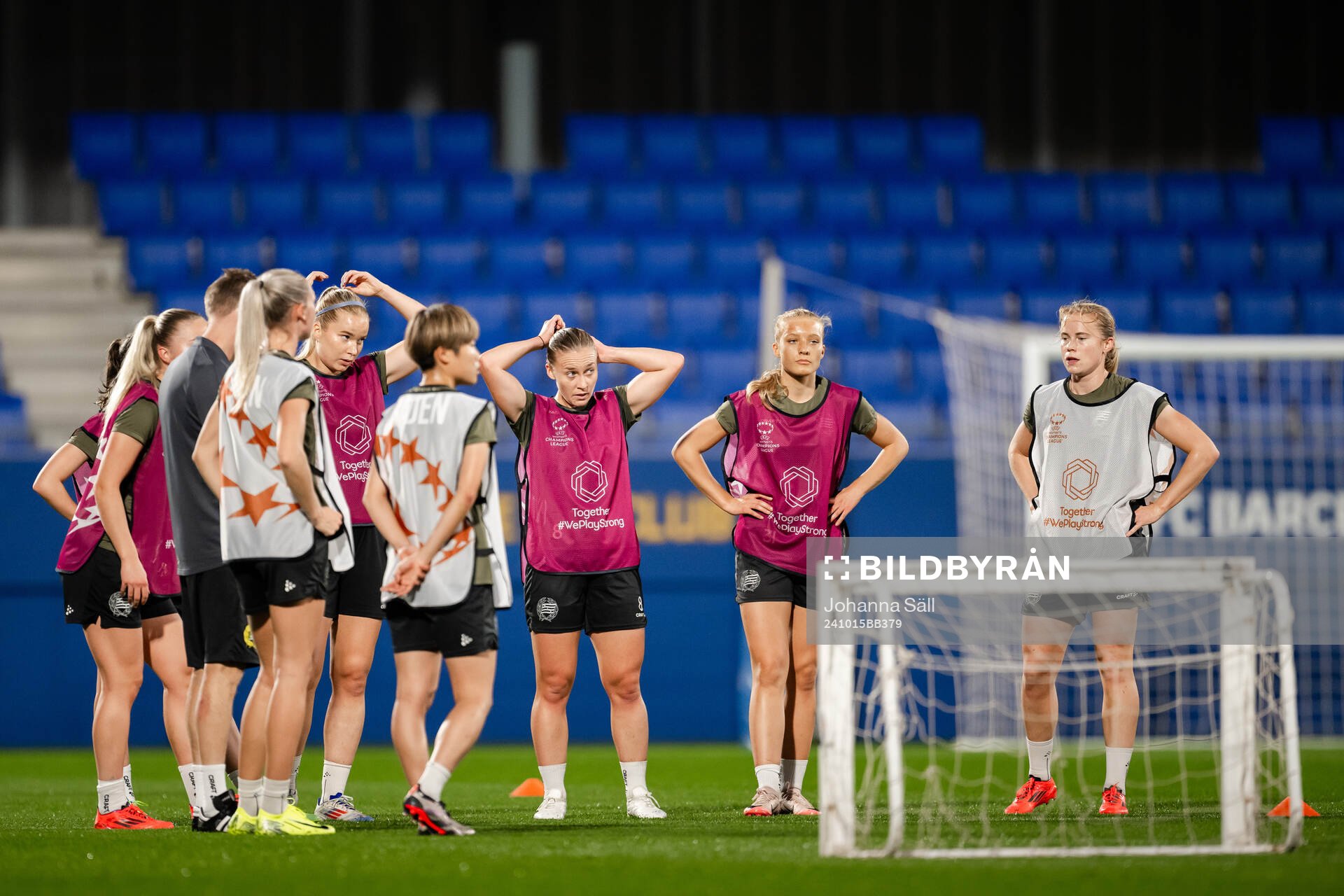 Players of Hammarby during a training session with Hammarby on October 15, 2024 in Barcelona. 