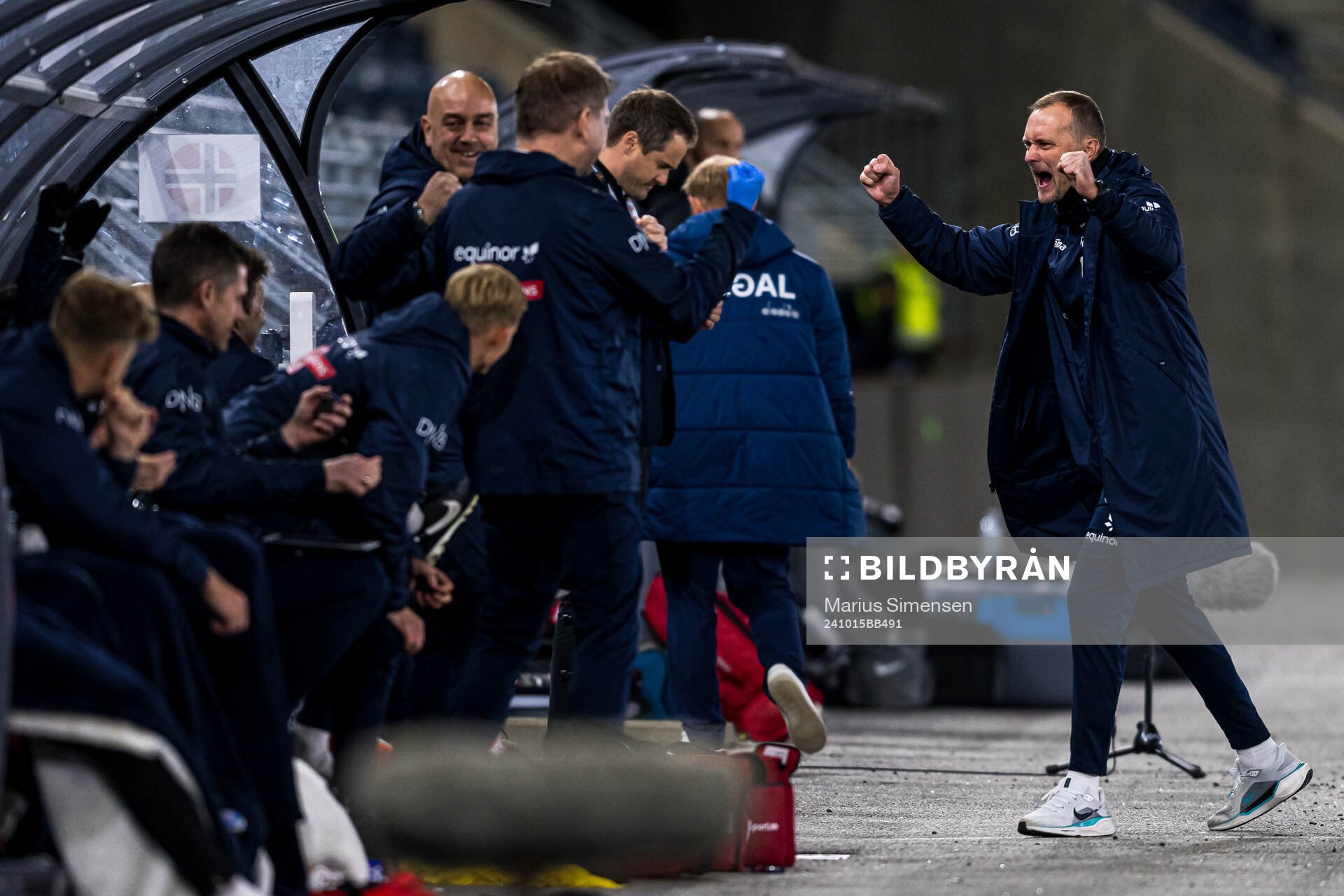 Jan Peder Jalland, head coach of Norway, celebrates