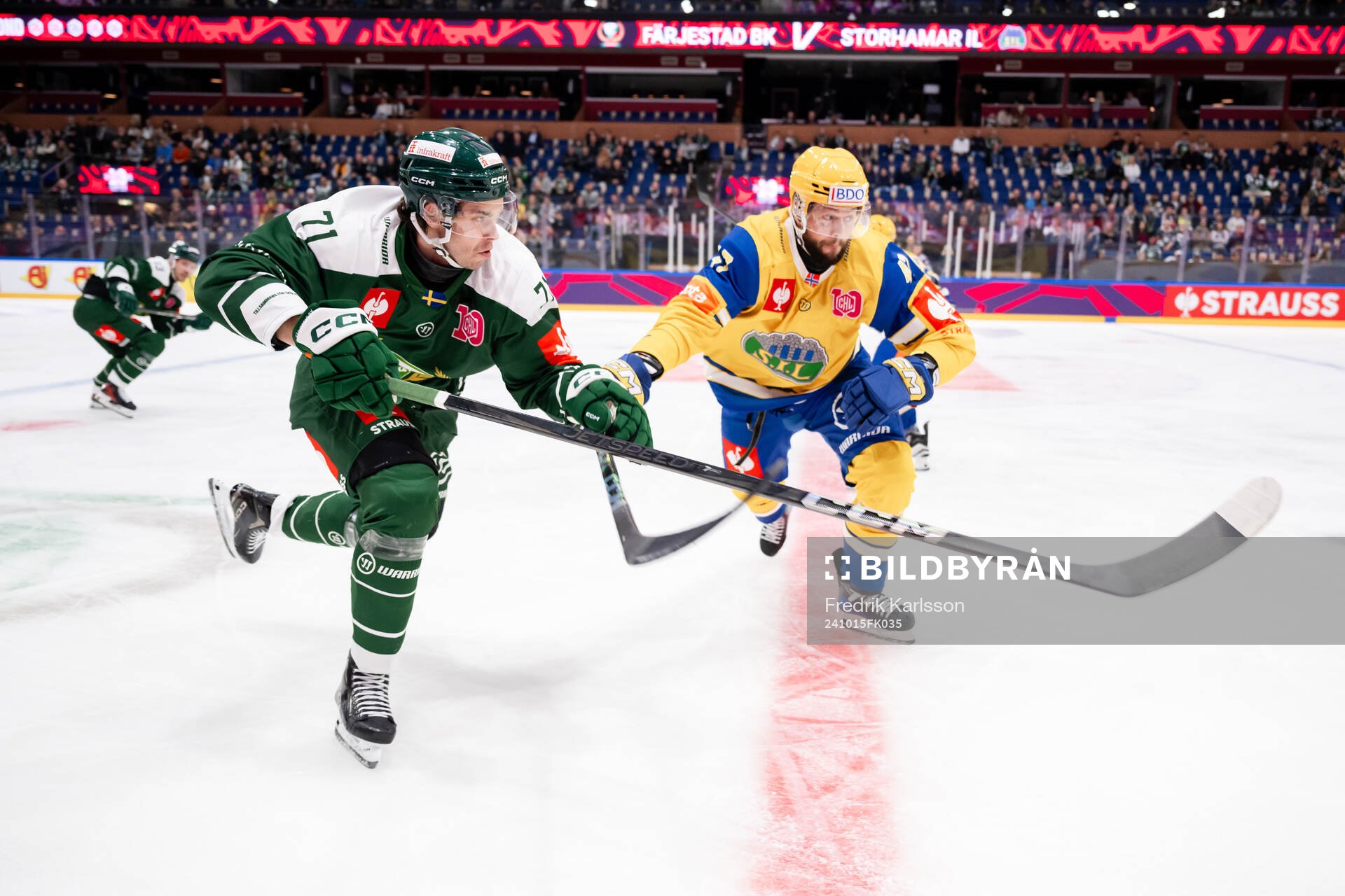 Viktor Lodin of Färjestad  and Sverre Rönningen of
