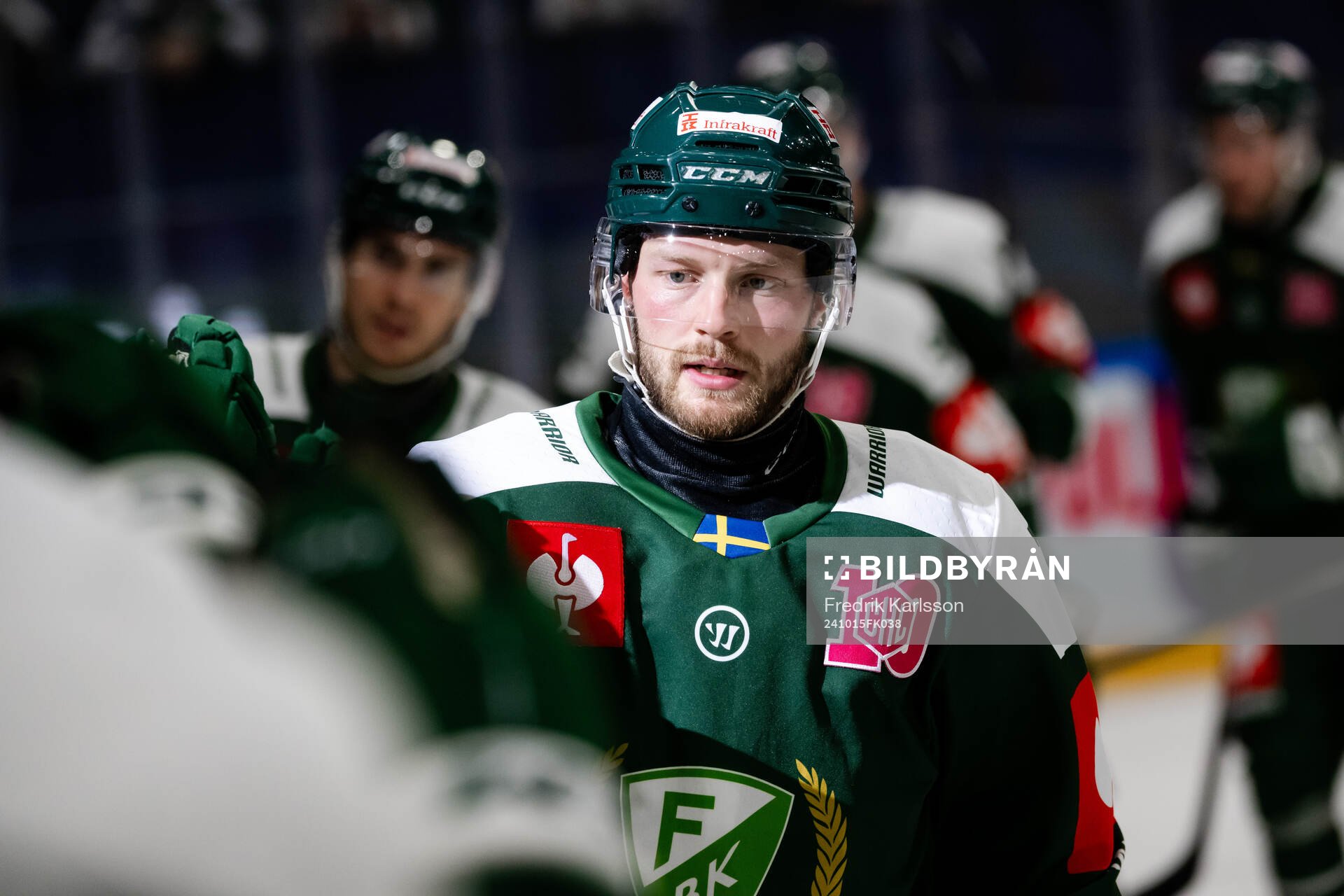 Axel Bergqvist of Färjestad  celebrates the 2-0 goal