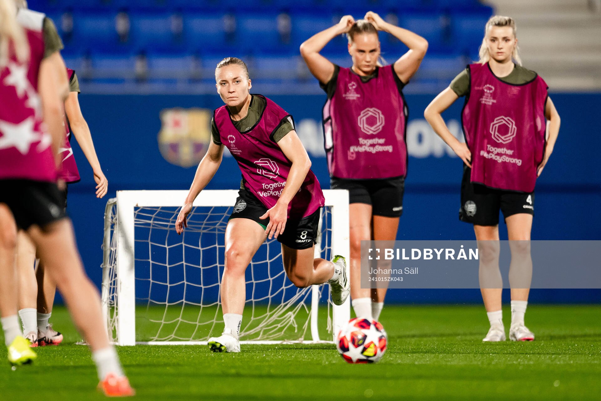 Ellen Gibson of Hammarby during of a training session on October 15, 2024 in Barcelona. 