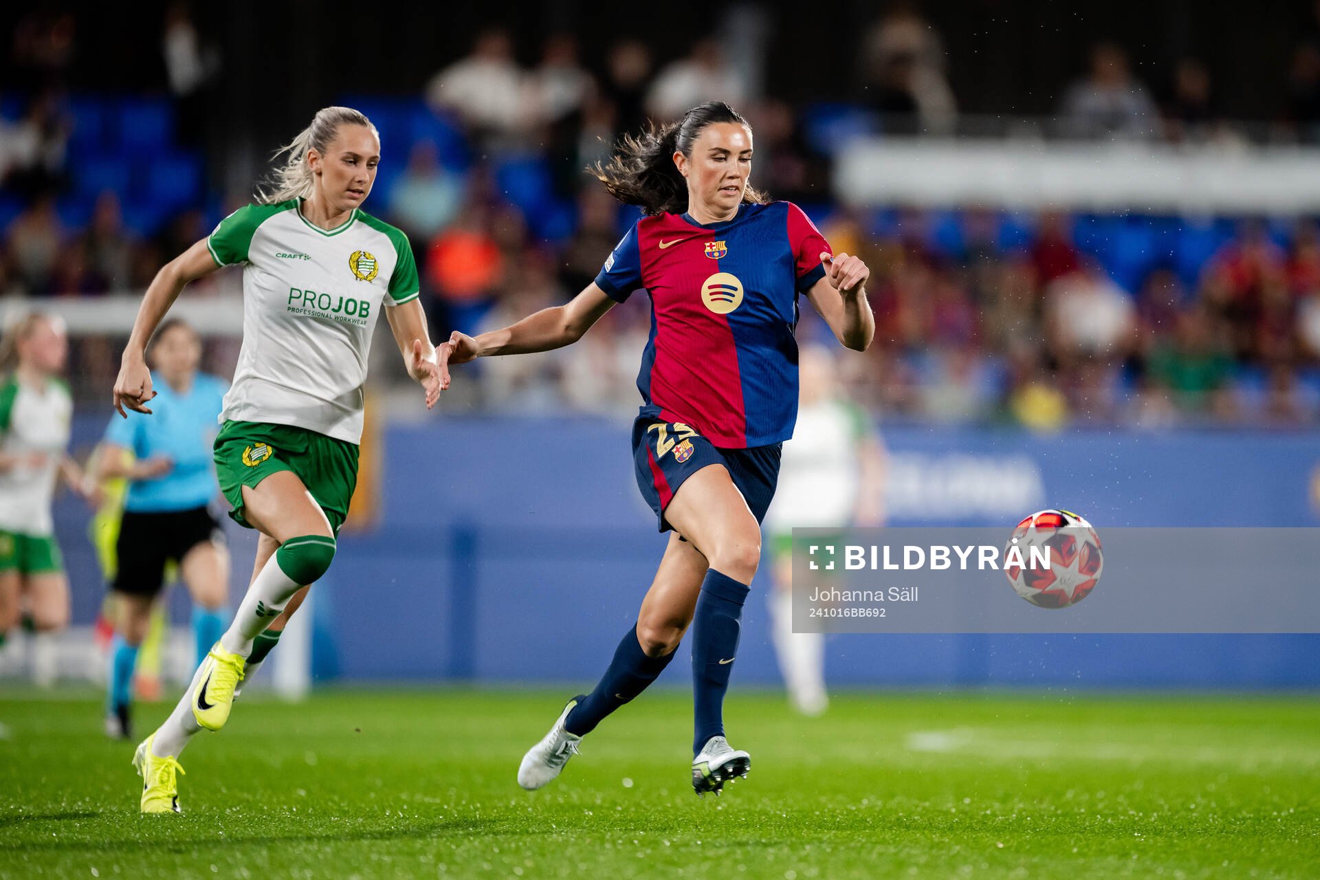 Ellen Wangerheim of Hammarby and Ingrid Engen of Barcelona