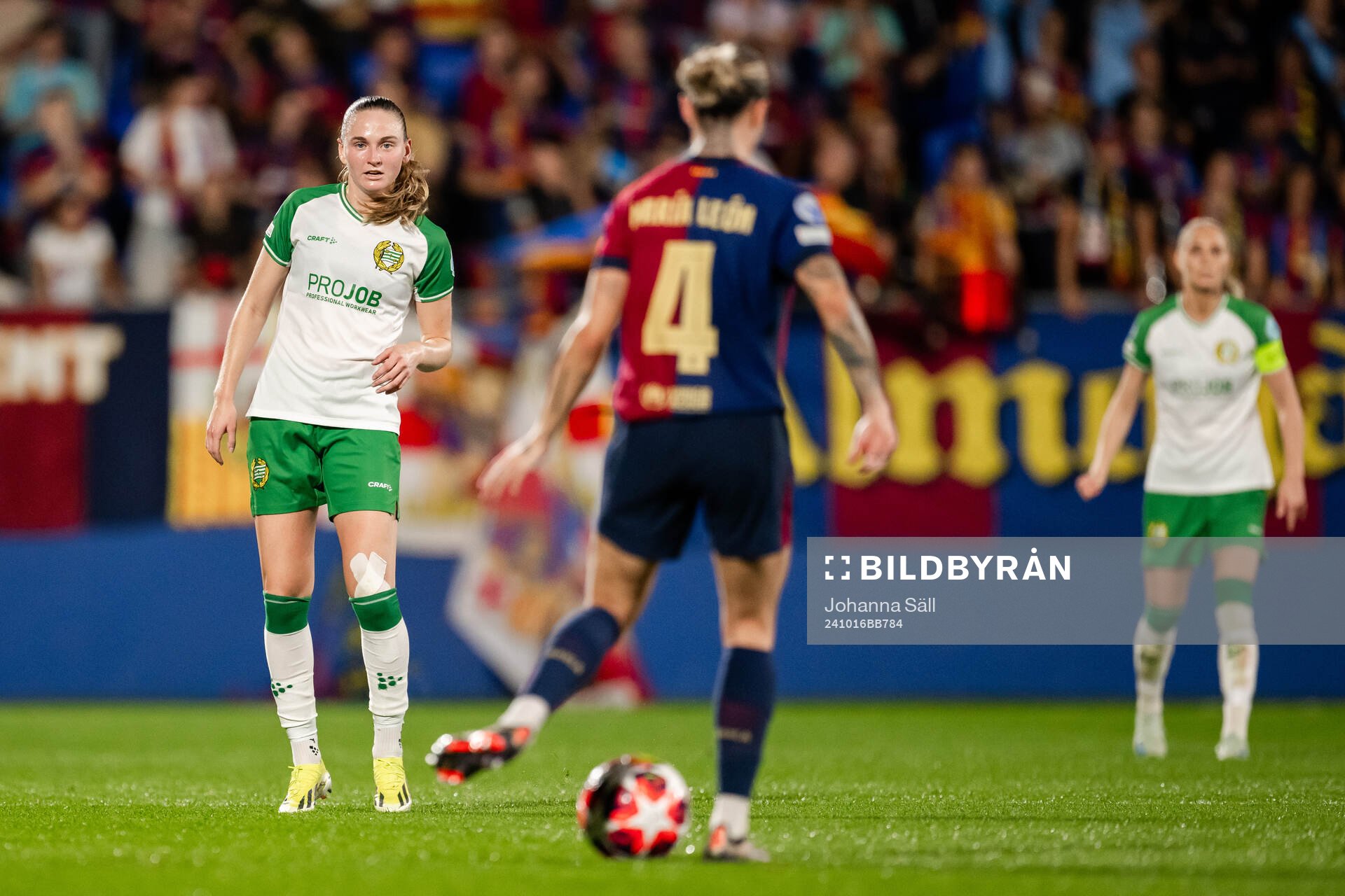 Vilde Hasund of Hammarby during the Women's Champions League football match between Barcelona and Hammarby on October 16, 2024 in Barcelona.