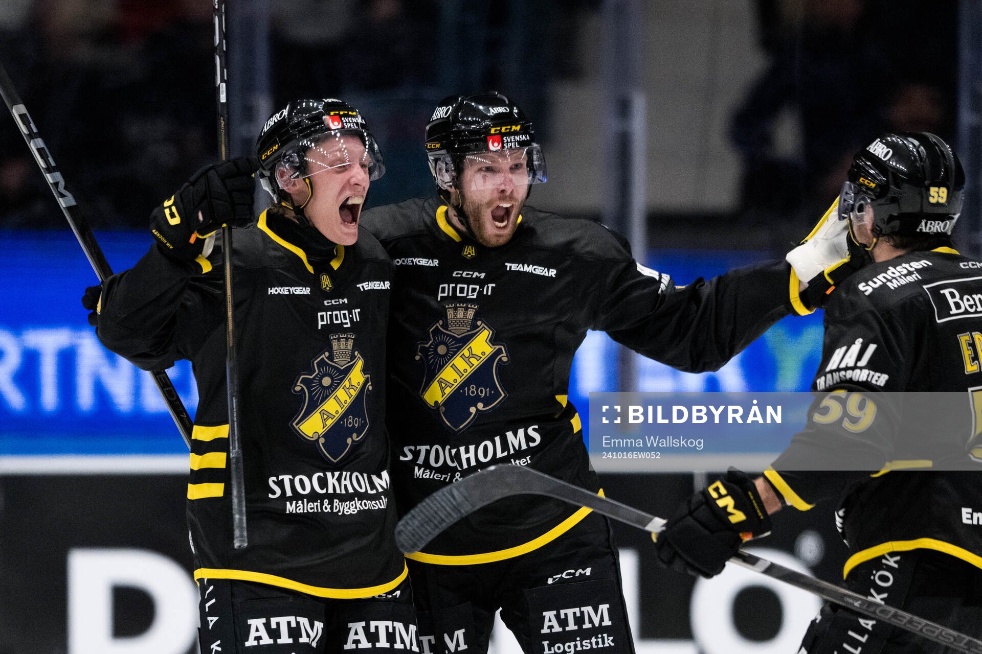 AIKs Lukas Zetterberg, Oliver Tärnström och Macoy Erkamps