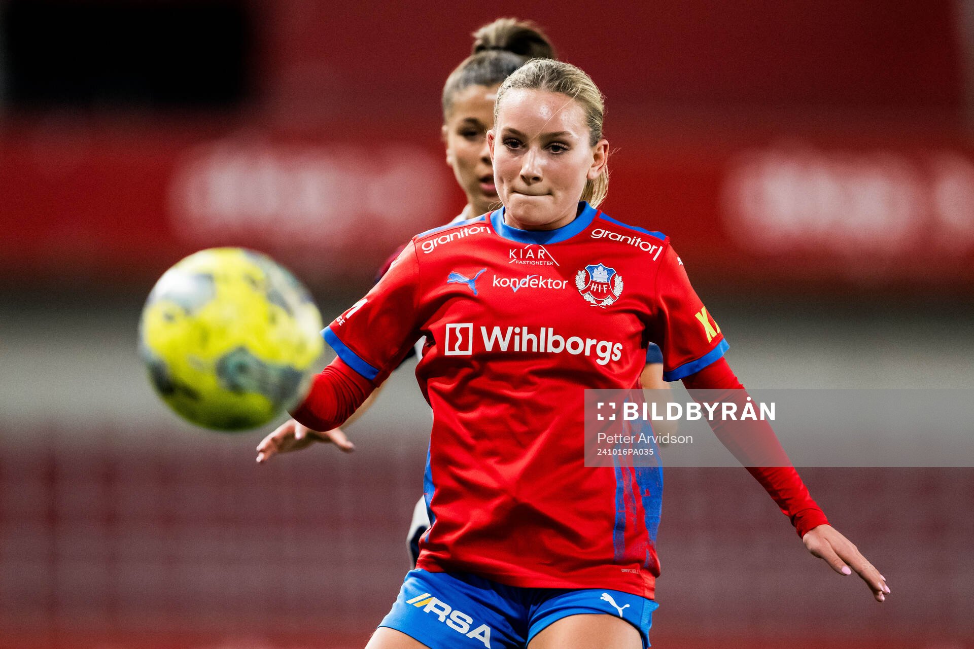 Helsingborgs Tilde Wahrenberg under fotbollsmatchen i Svenska Cupen mellan Helsingborg och FC Rosengård den 16 oktober 2024 i Helsingborg.