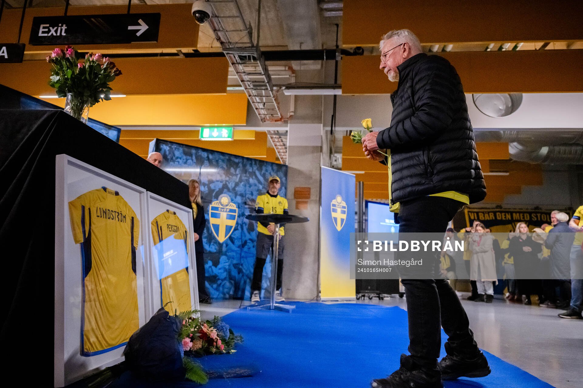 Survivor Pelle Westerlund during the one year anniversary memorial service for the two victims of the terror attack in Brussels 2023 on October 16, 2024 in Stockholm. 