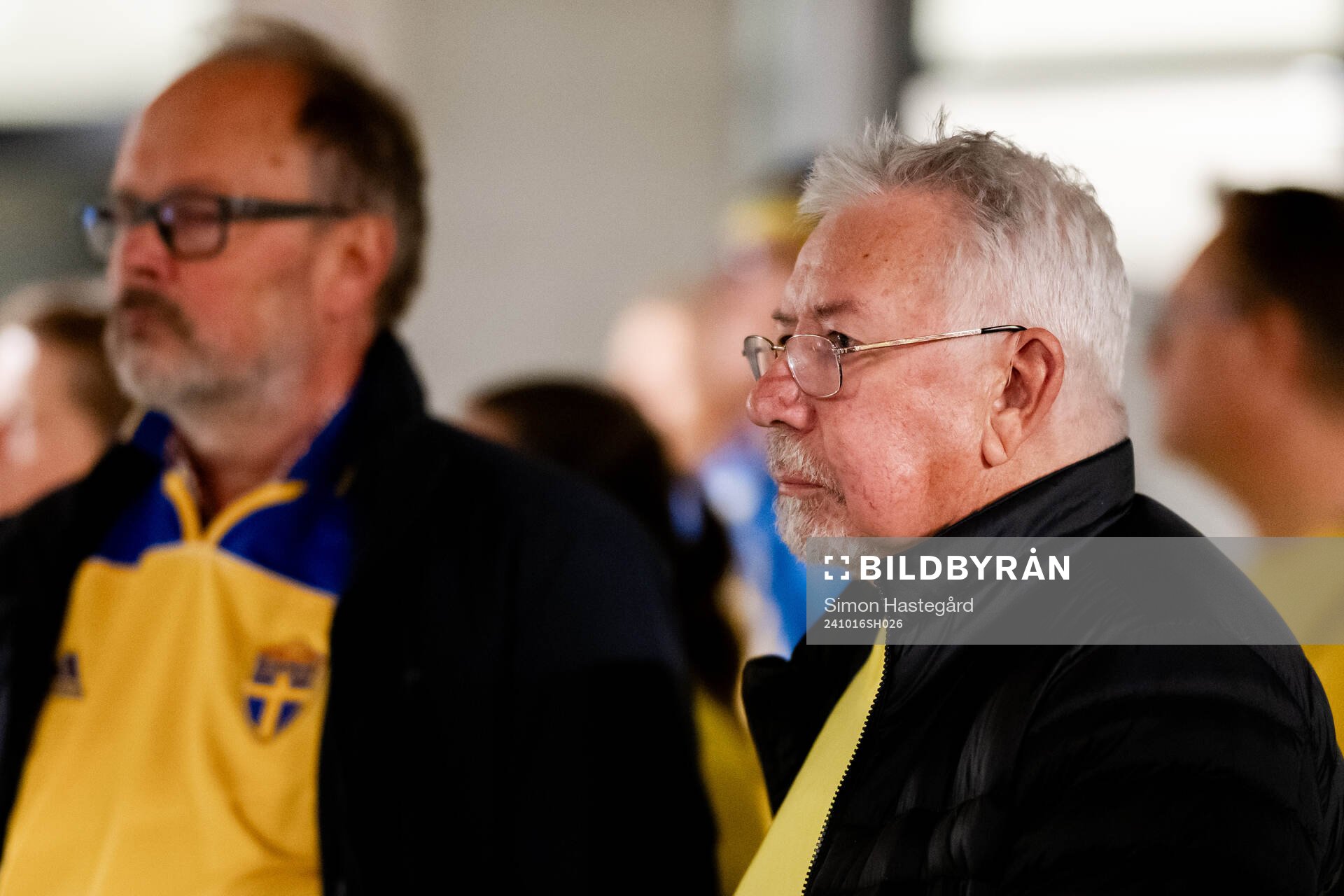 Survivor Pelle Westerlund during the one year anniversary memorial service for the two victims of the terror attack in Brussels 2023 on October 16, 2024 in Stockholm. 