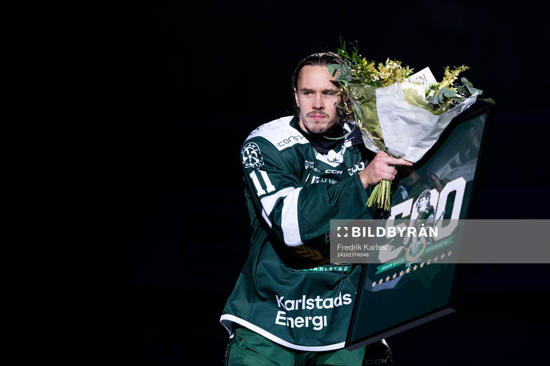 Färjestads Joakim Nygård hyllas för 500 SHL-matcher i