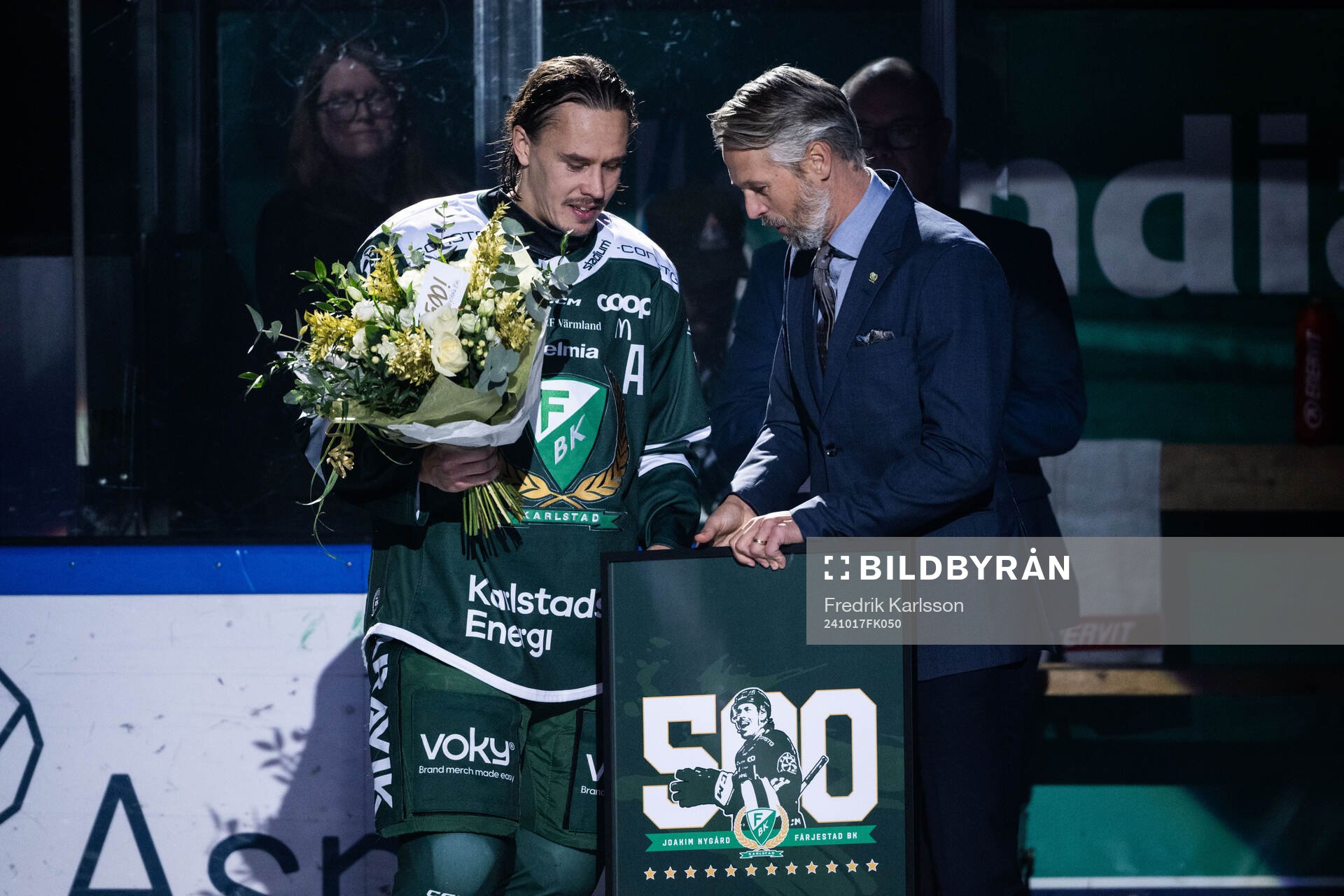 Färjestads Joakim Nygård hyllas för 500 SHL-matcher i