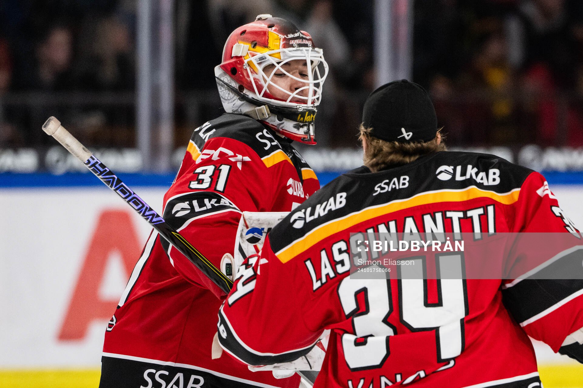 Luleås målvakt Matteus Ward jublar