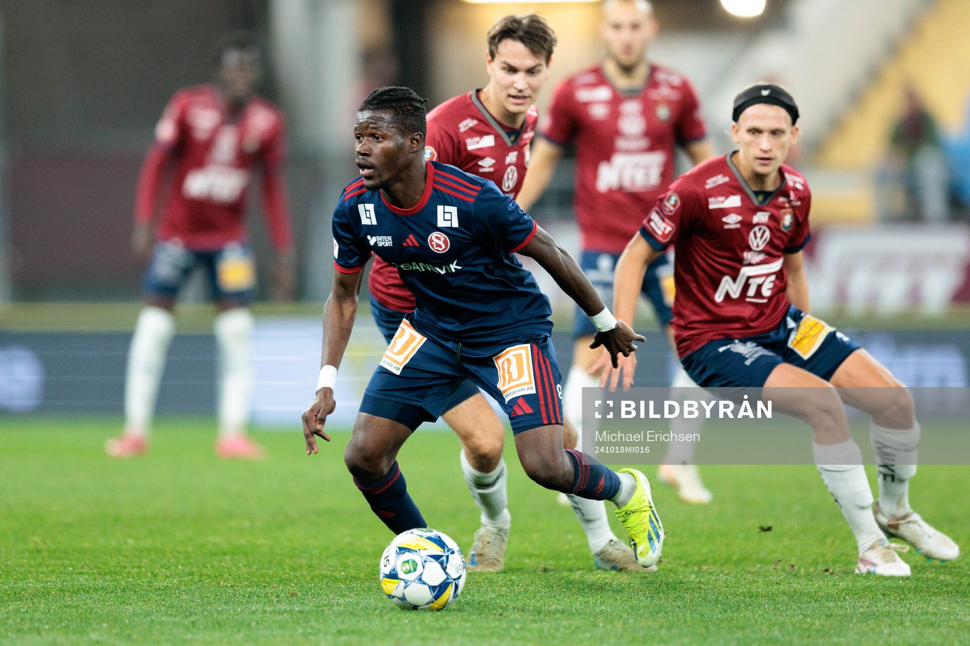 Sandvikens IFs Mamadou Kouyate under fotbollsmatchen i Superettan mellan Örgryte och Sandvikens IF den 18 oktober 2024 i Göteborg. 