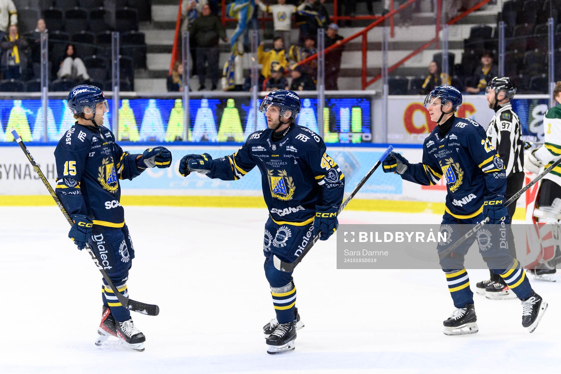 Södertäljes Albin Carlson, Sebastian Dyk och Egor Polin