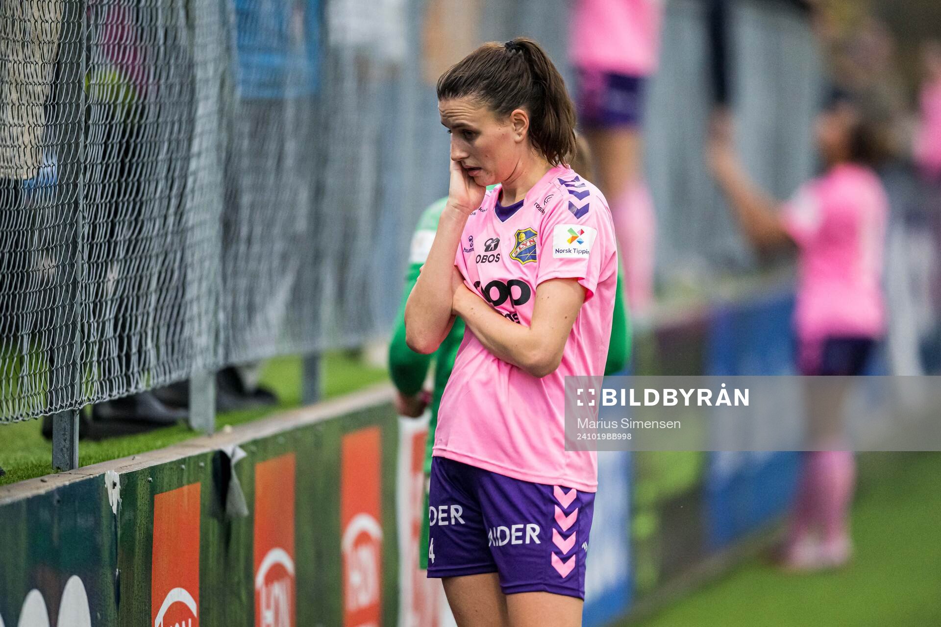 Trine Skjelstad Jensen of Lyn looks dejected