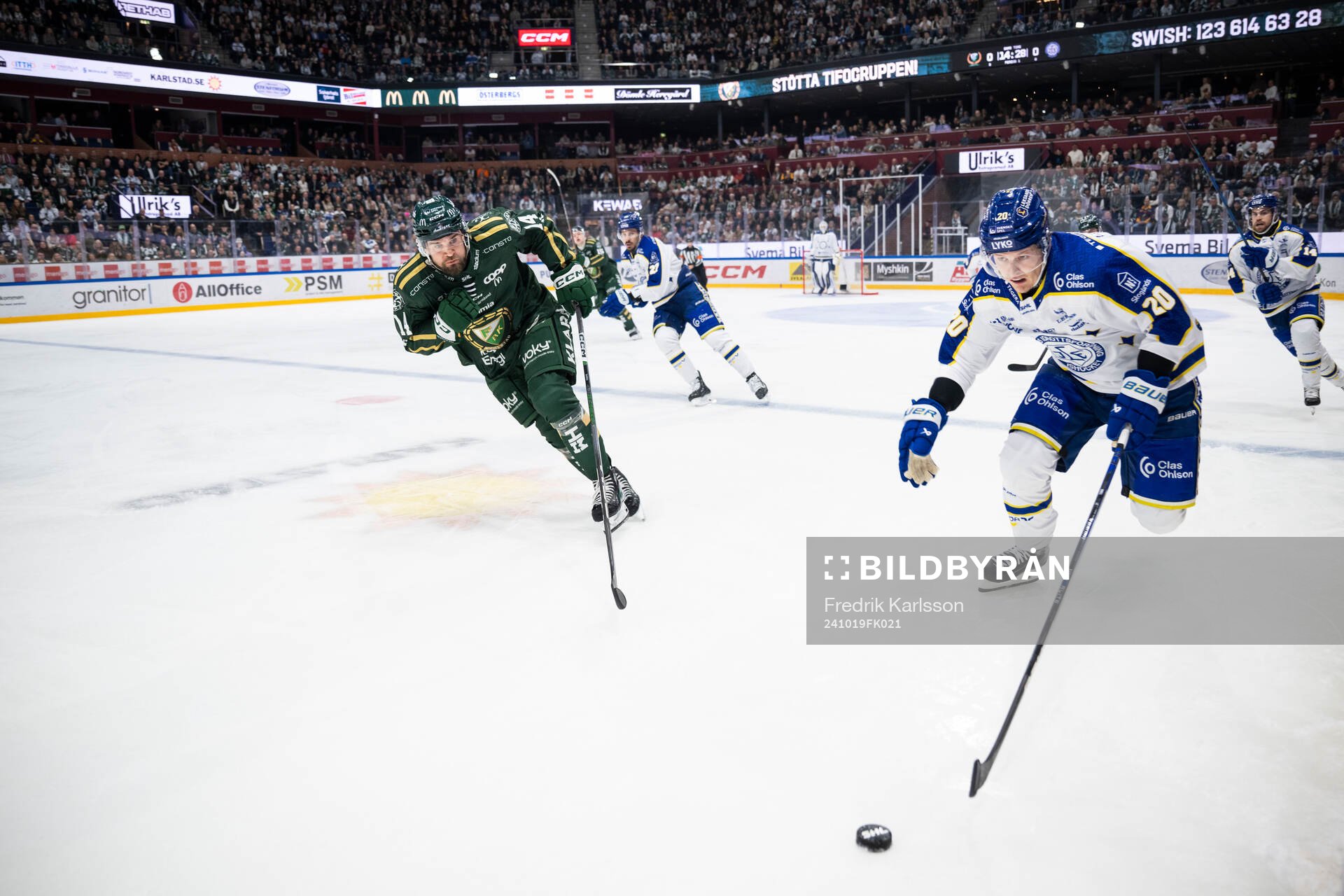 Färjestads Henrik Björklund och Leksands Axel Rindell