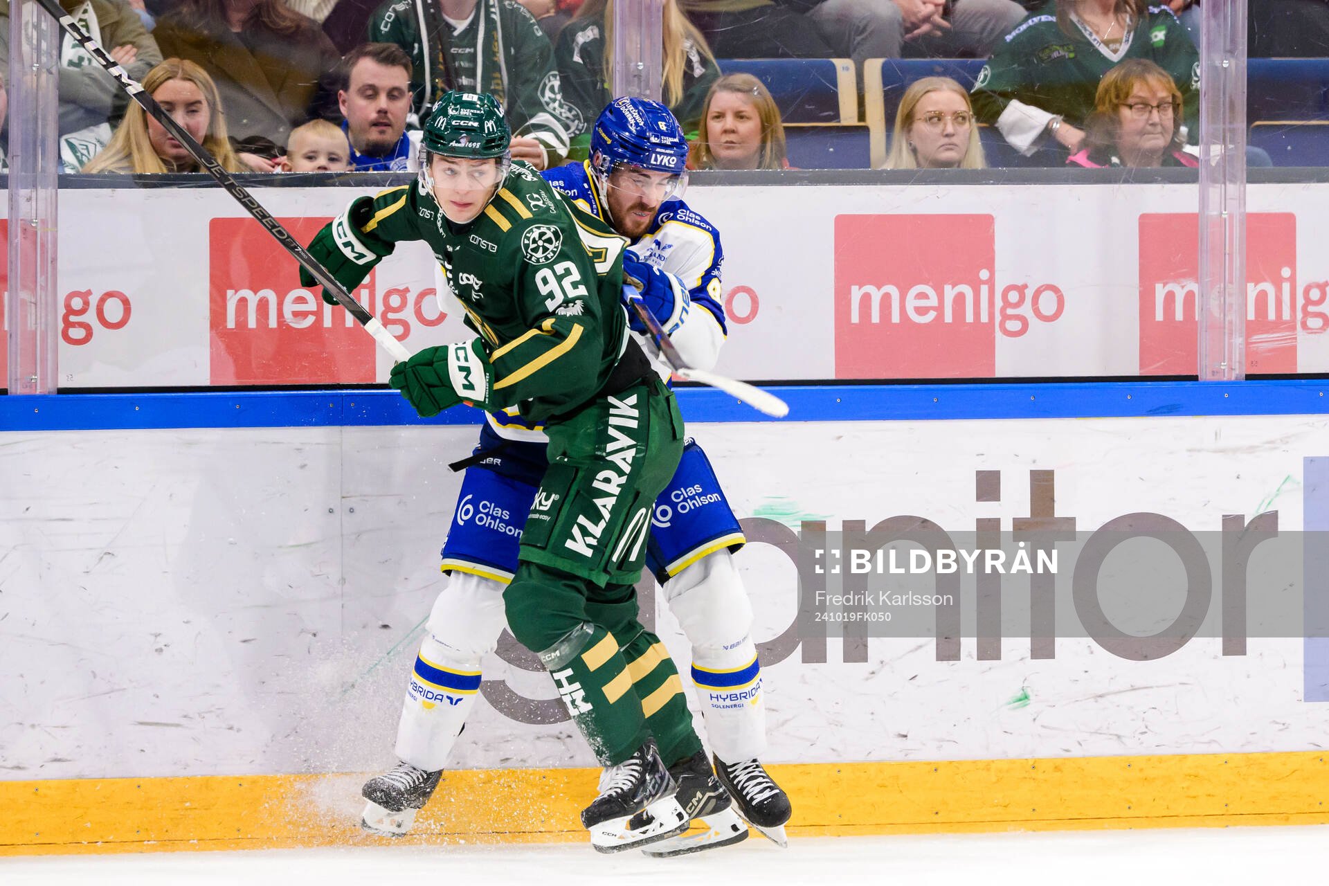 Färjestads Lucas Forsell och Leksands Matt Caito