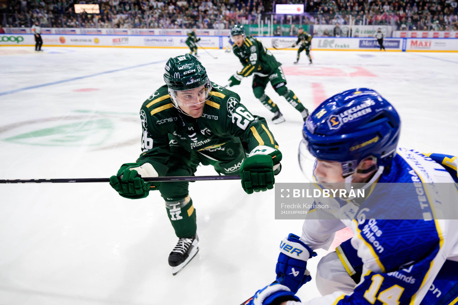 Färjestads Joel Nyström och Leksands Oskar Lang