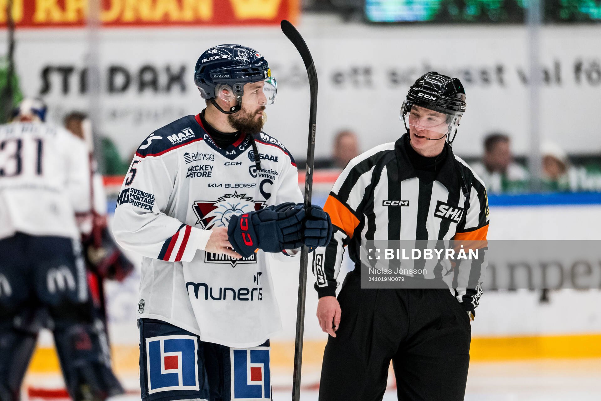 Linköpings Oscar Fantenberg och Domare Alexander Österberg