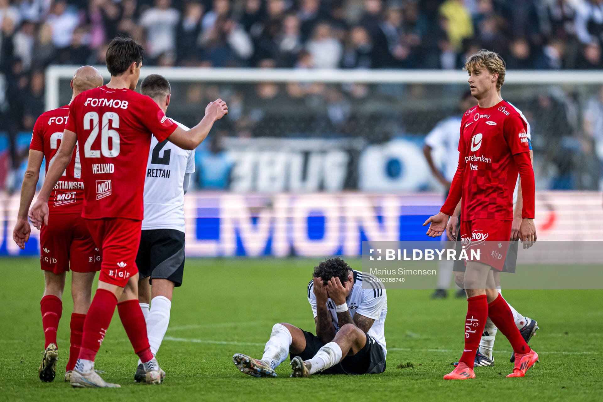 Noah Jean Holm of Rosenborg looks dejected