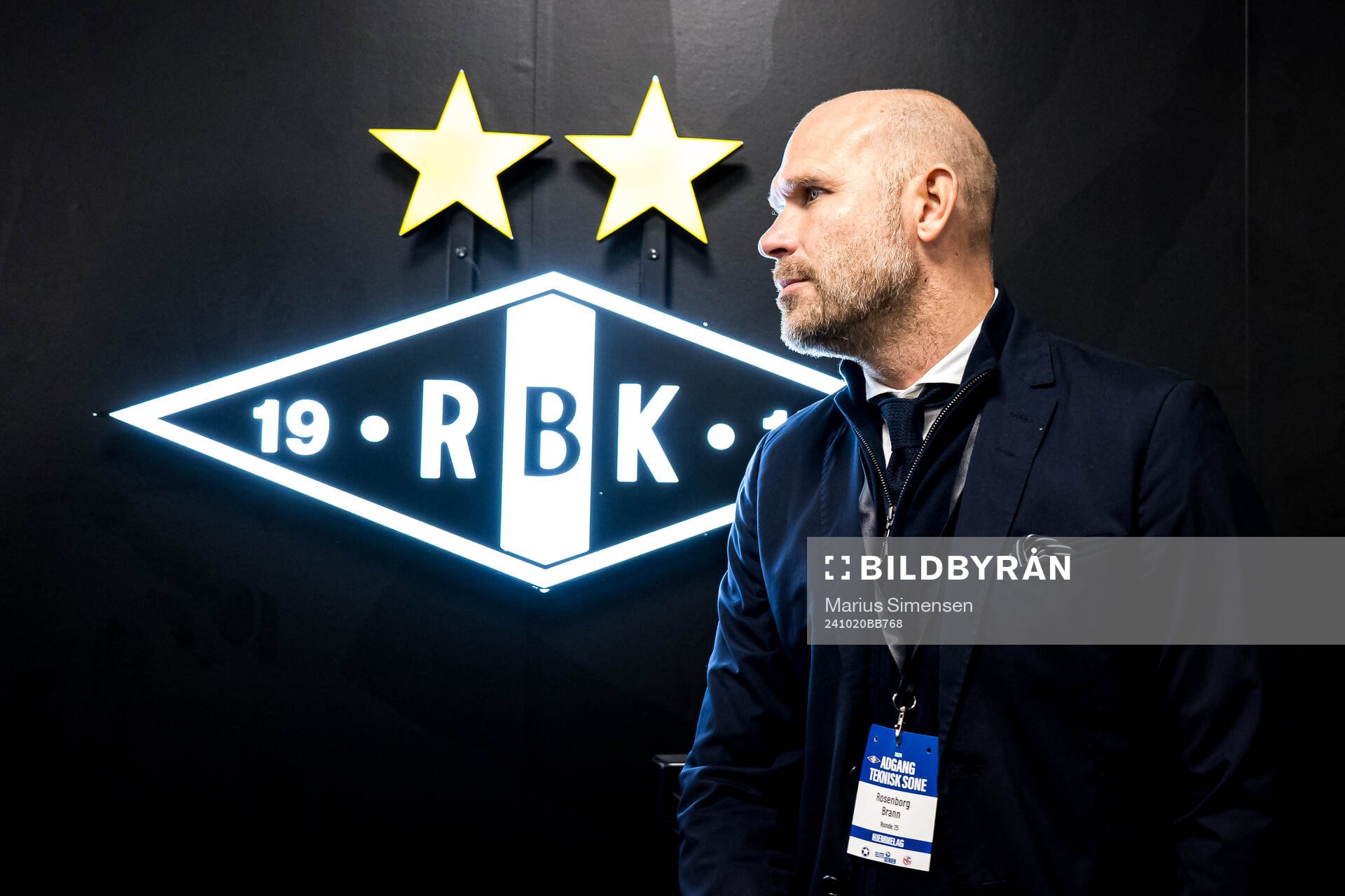 Mikael Dorsin, sports director of Rosenborg, in the mixed zone after the Eliteserien match between Rosenborg and Brann on October 20, 2024 in Trondheim.