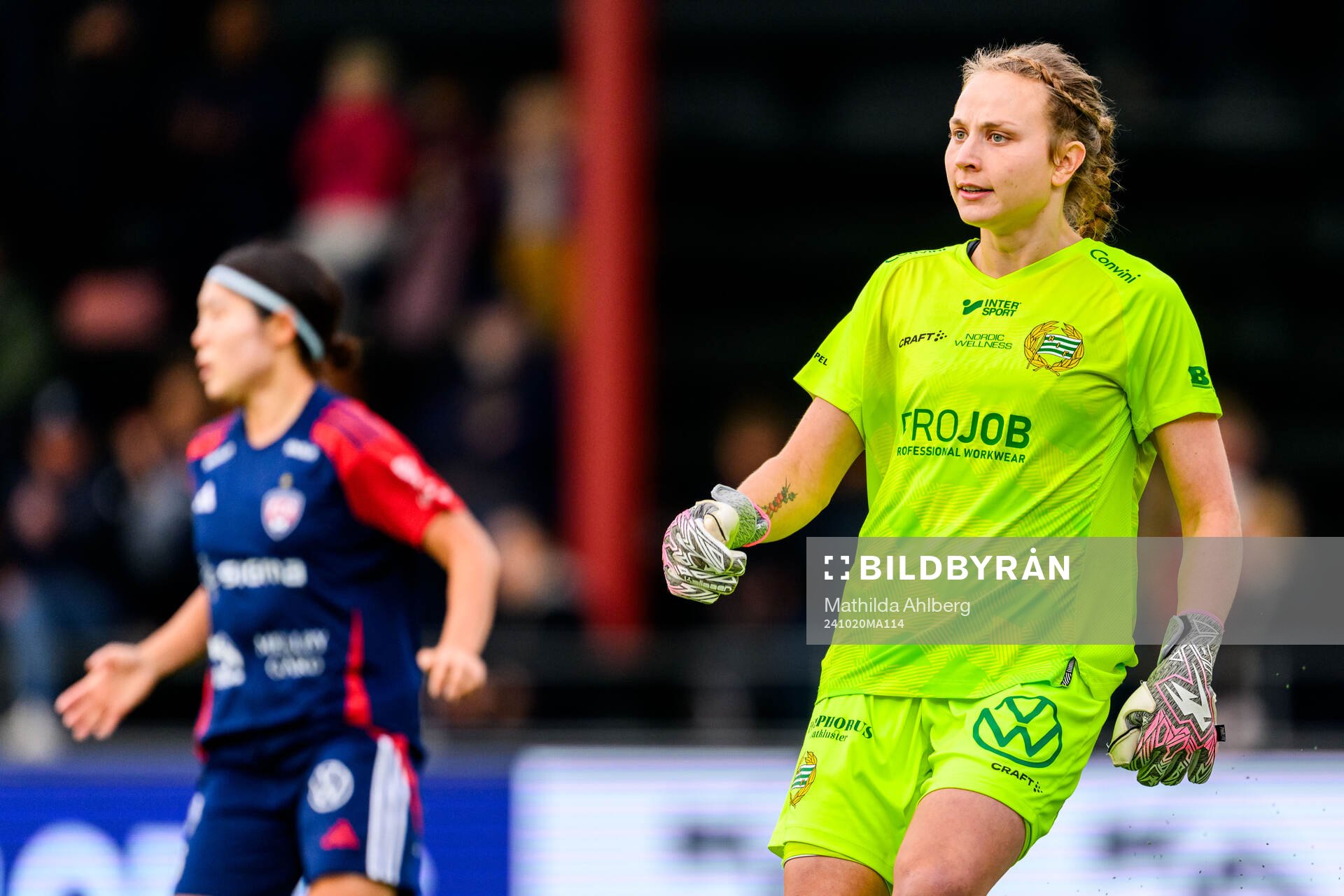 Hammarbys målvakt Anna Tamminen under fotbollsmatchen i Damallsvenskan mellan Rosengård och Hammarby den 20 oktober 2024 i Malmö. 