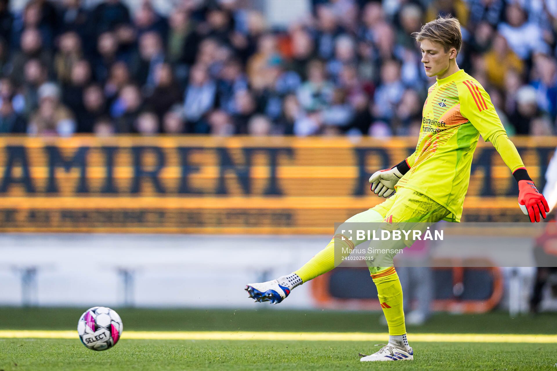 Sander Tangvik of Rosenborg during the Eliteserien match between Rosenborg and Brann on October 20, 2024 in Trondheim. 