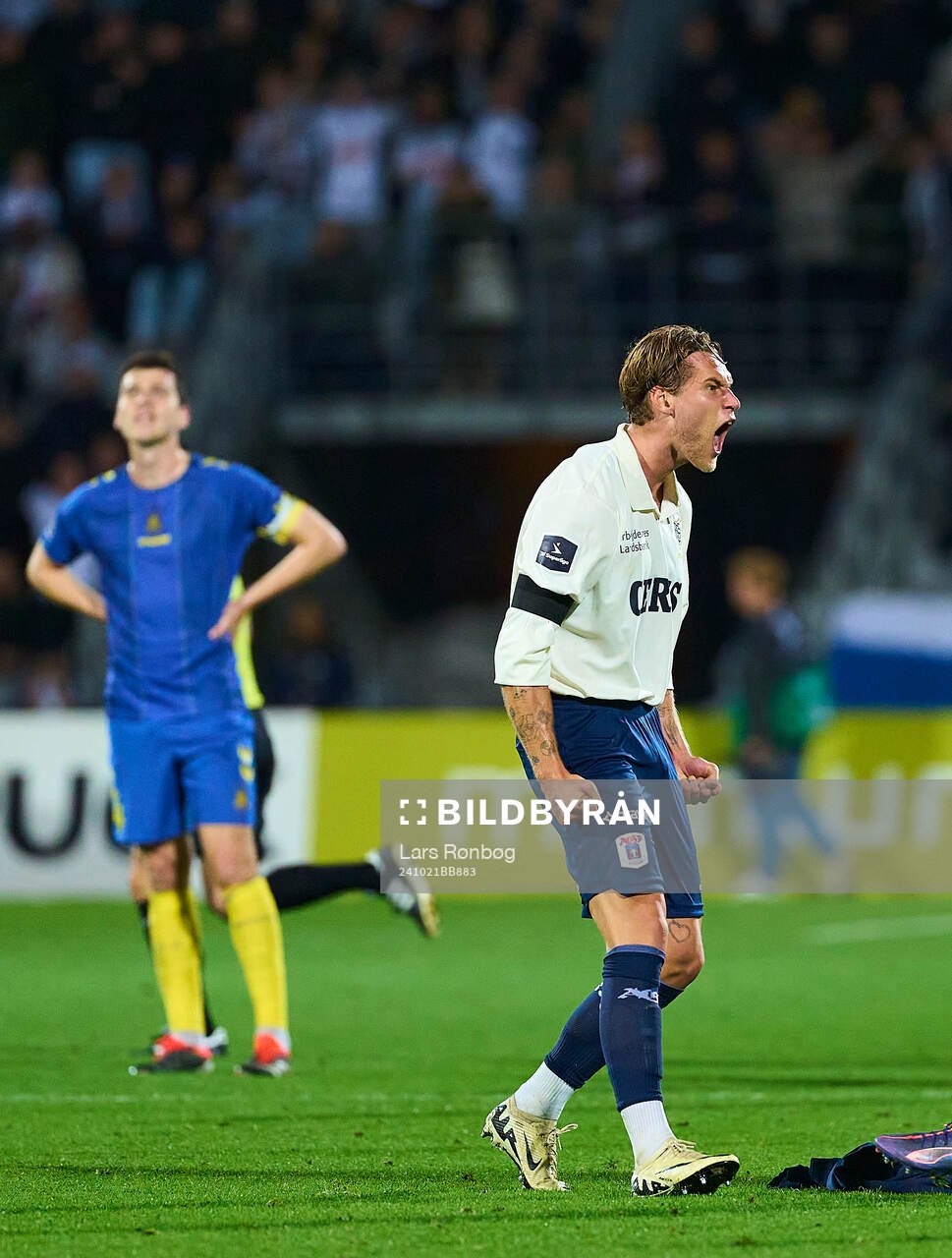 AARHUS, DENMARK - OCTOBER 21: Felix Beijmo of AGF Aarhus