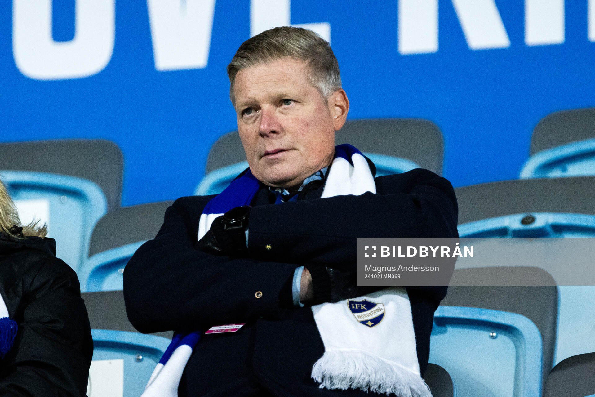 Göran Bergort under fotbollsmatchen i Allsvenskan mellan IFK Norrköping och Brommapojkarna den 21 oktober 2024 i Norrköping. 