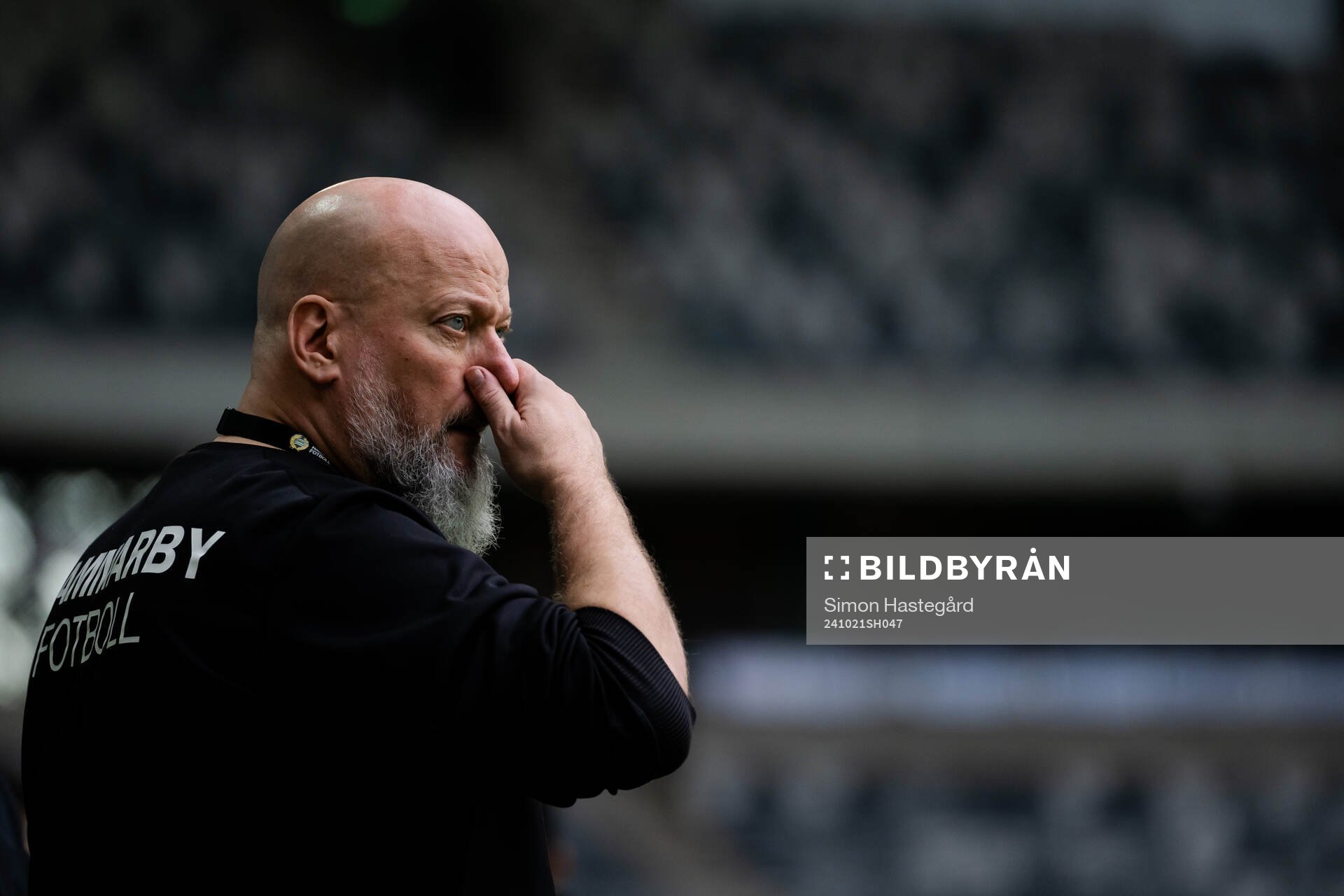 Hammarbys säkerhetsansvarige Håkan Leydner inför fotbollsmatchen i Allsvenskan mellan Hammarby och Djurgården den 21 oktober 2024 i Stockholm.
