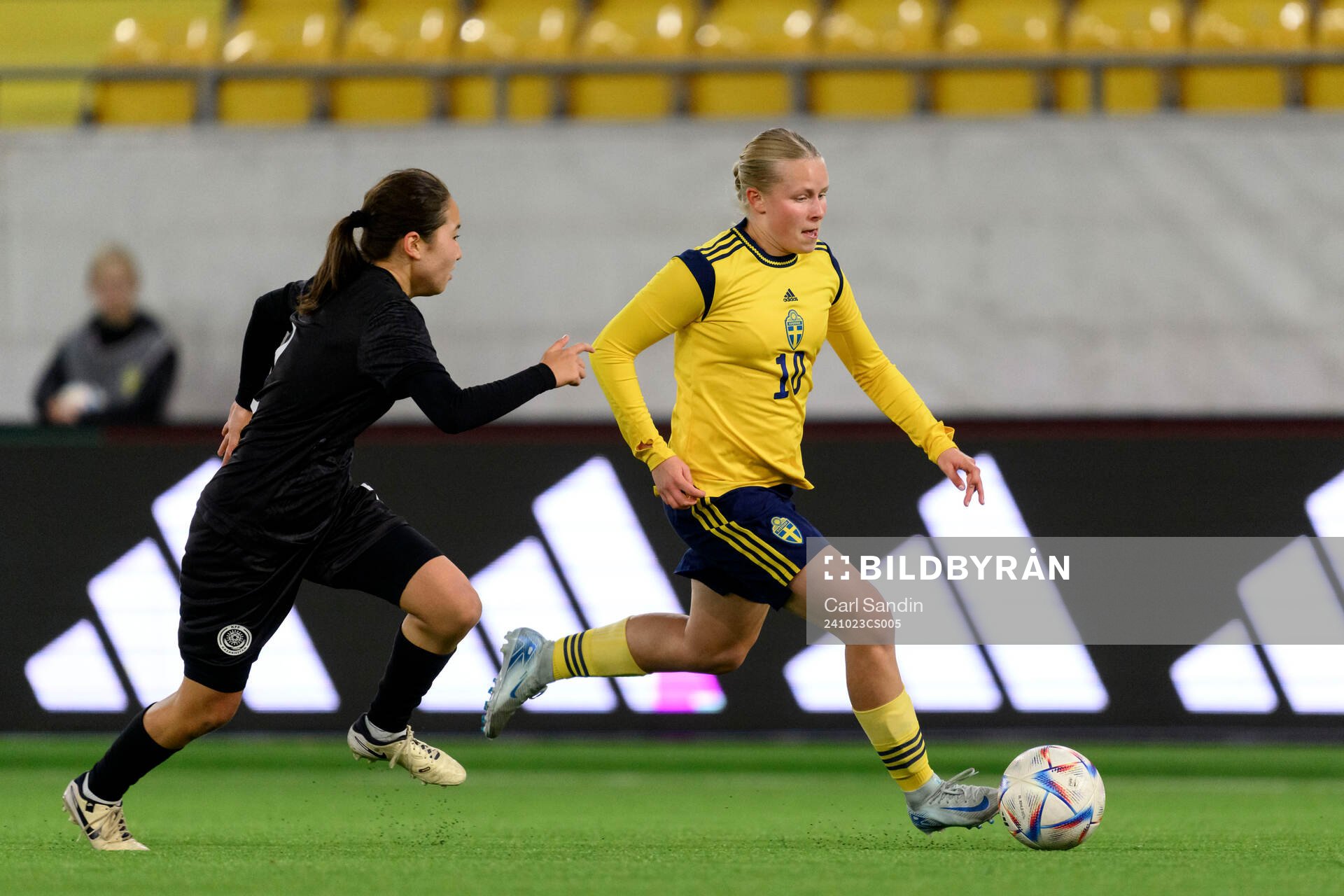 Nova Selin of Sweden during the UEFA Women's Under-17 qualifiers between Sweden and Kazakhstan on October 23, 2024 in Borås.