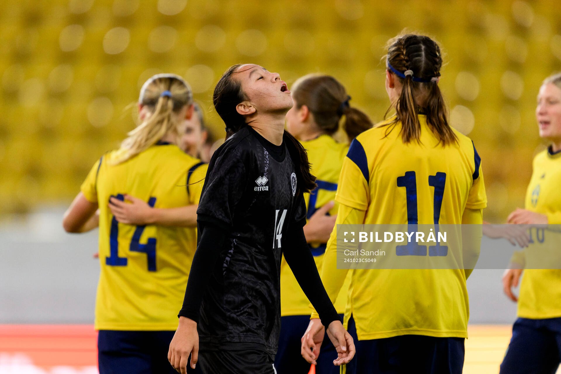 Zhansezim Aissapar of Kazakhstan looks dejected
