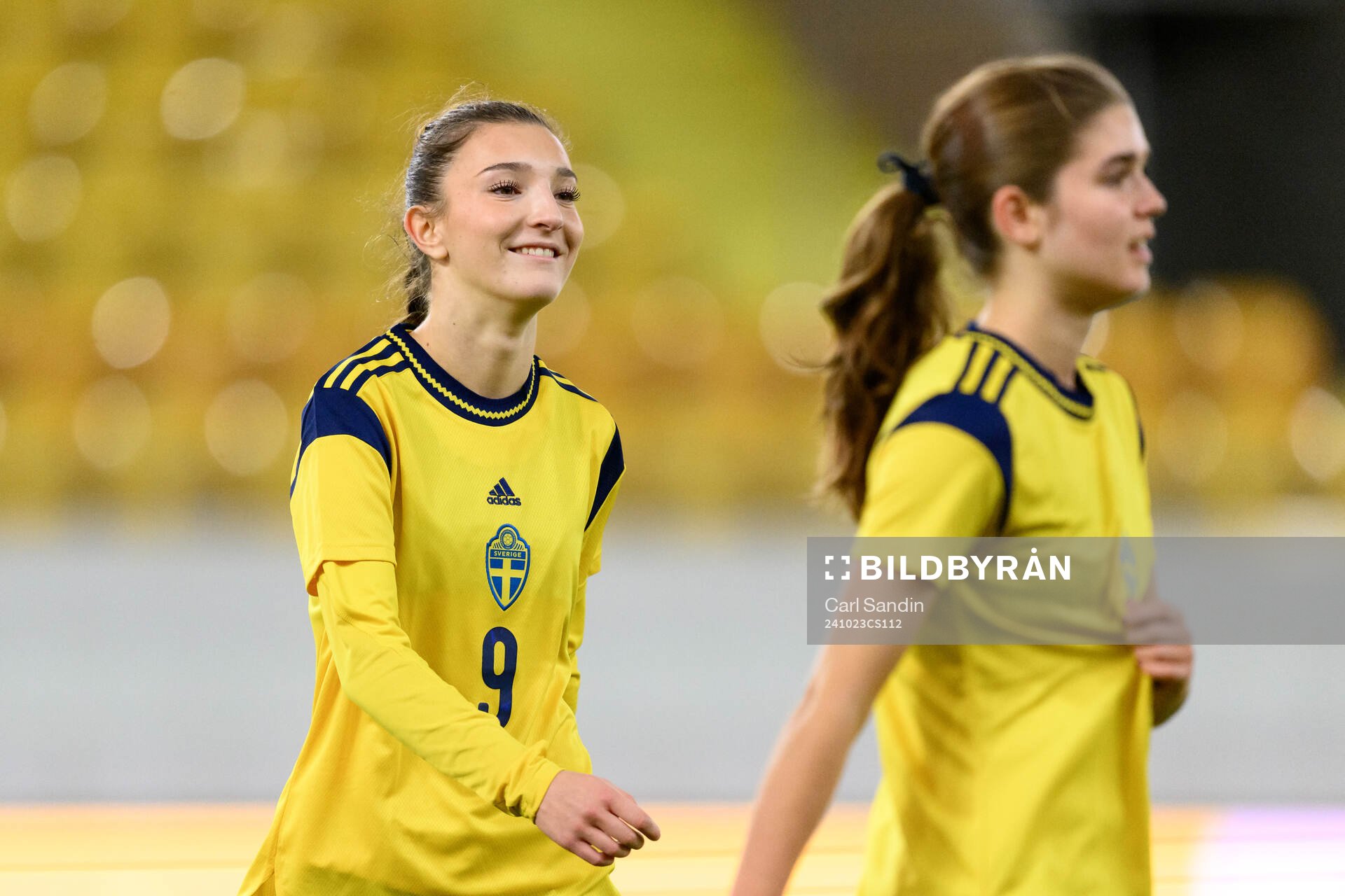Rona Krasniqi of Sweden celebrates after the UEFA Women's Under-17 qualifiers between Sweden and Kazakhstan on October 23, 2024 in Borås.