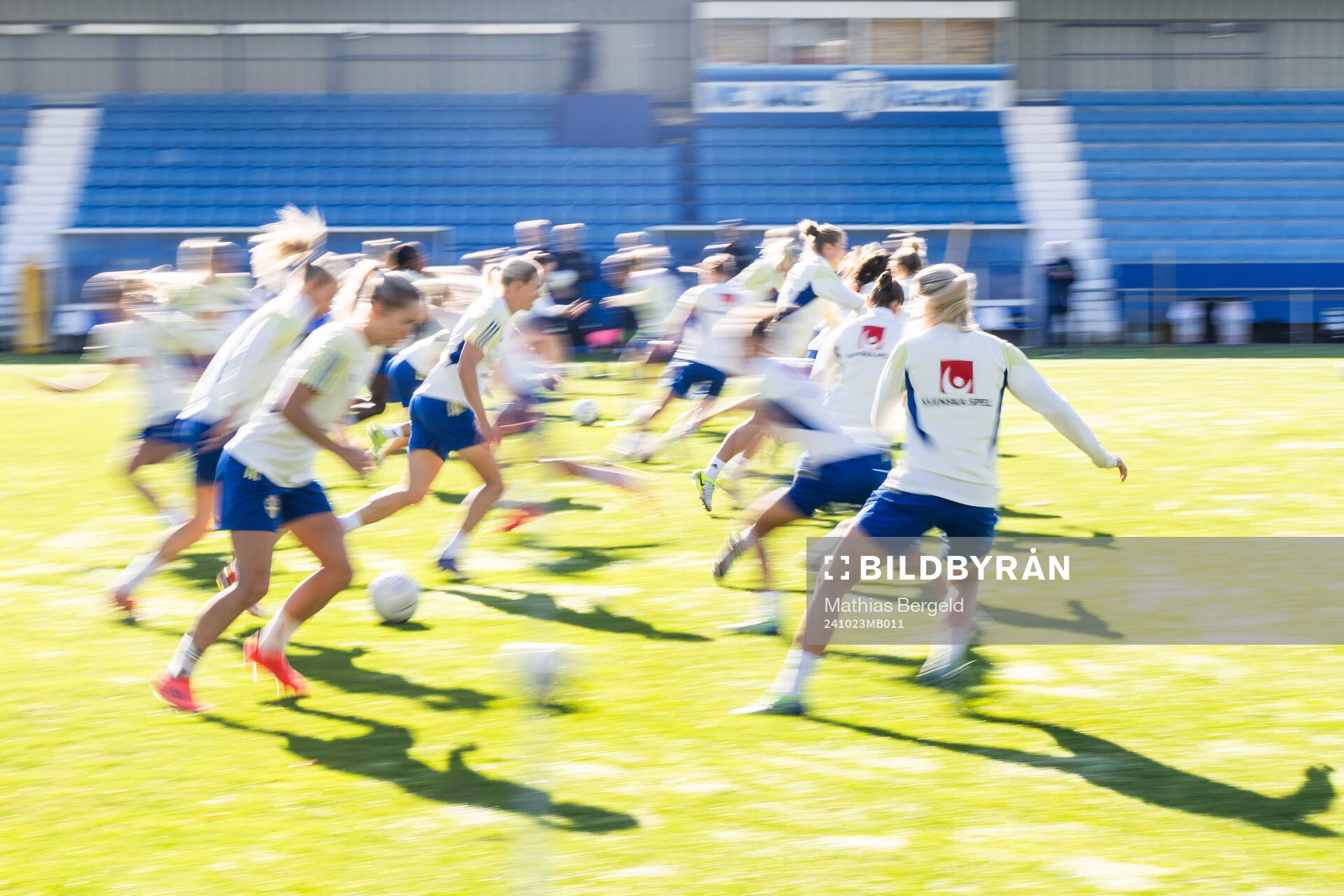 Players of the Swedish women's national football team during a training session on October 23, 2024 in Luxembourg. 